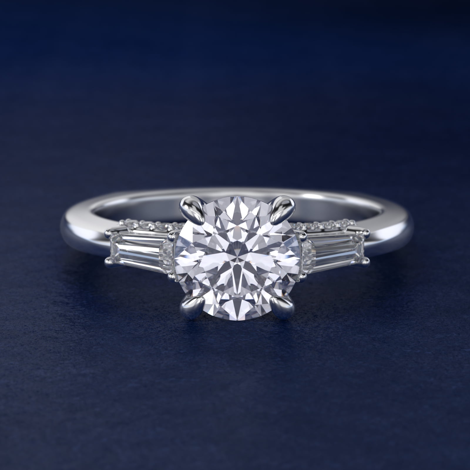 Bella Vaughan Tapered Baguette Three Stone Engagement Ring in 14K White Gold (3/8 ct. tw.)