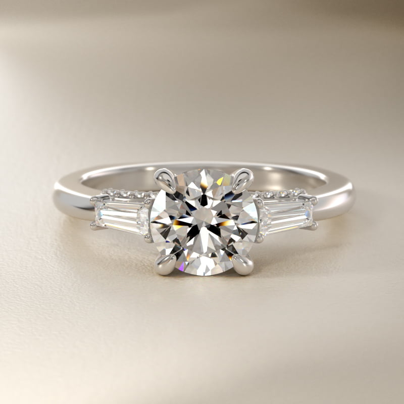 Bella Vaughan Tapered Baguette Three Stone Engagement Ring in Platinum (3/8 ct. tw.)