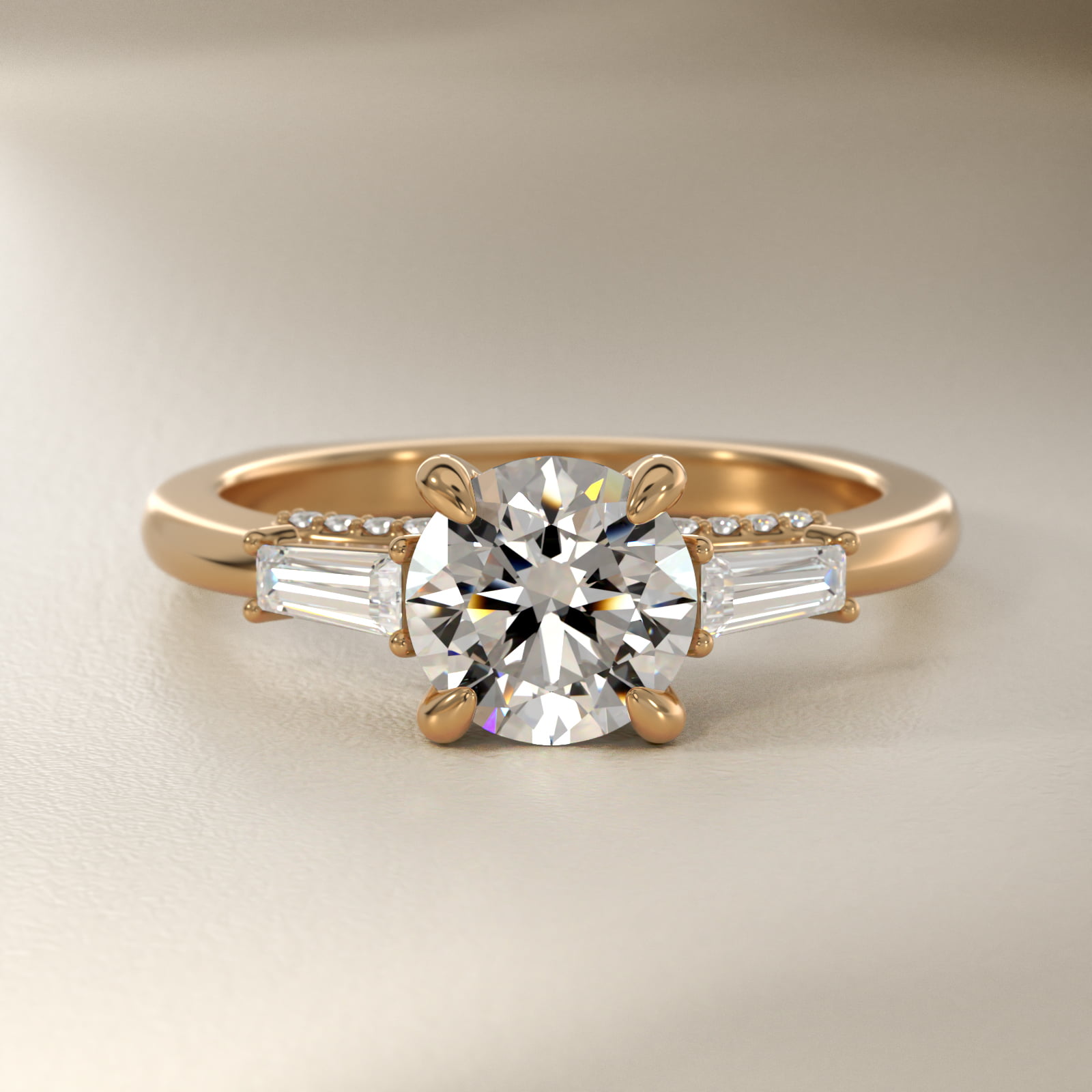 Bella Vaughan Tapered Baguette Three Stone Engagement Ring in 18k Yellow Gold (3/8 ct. tw.)