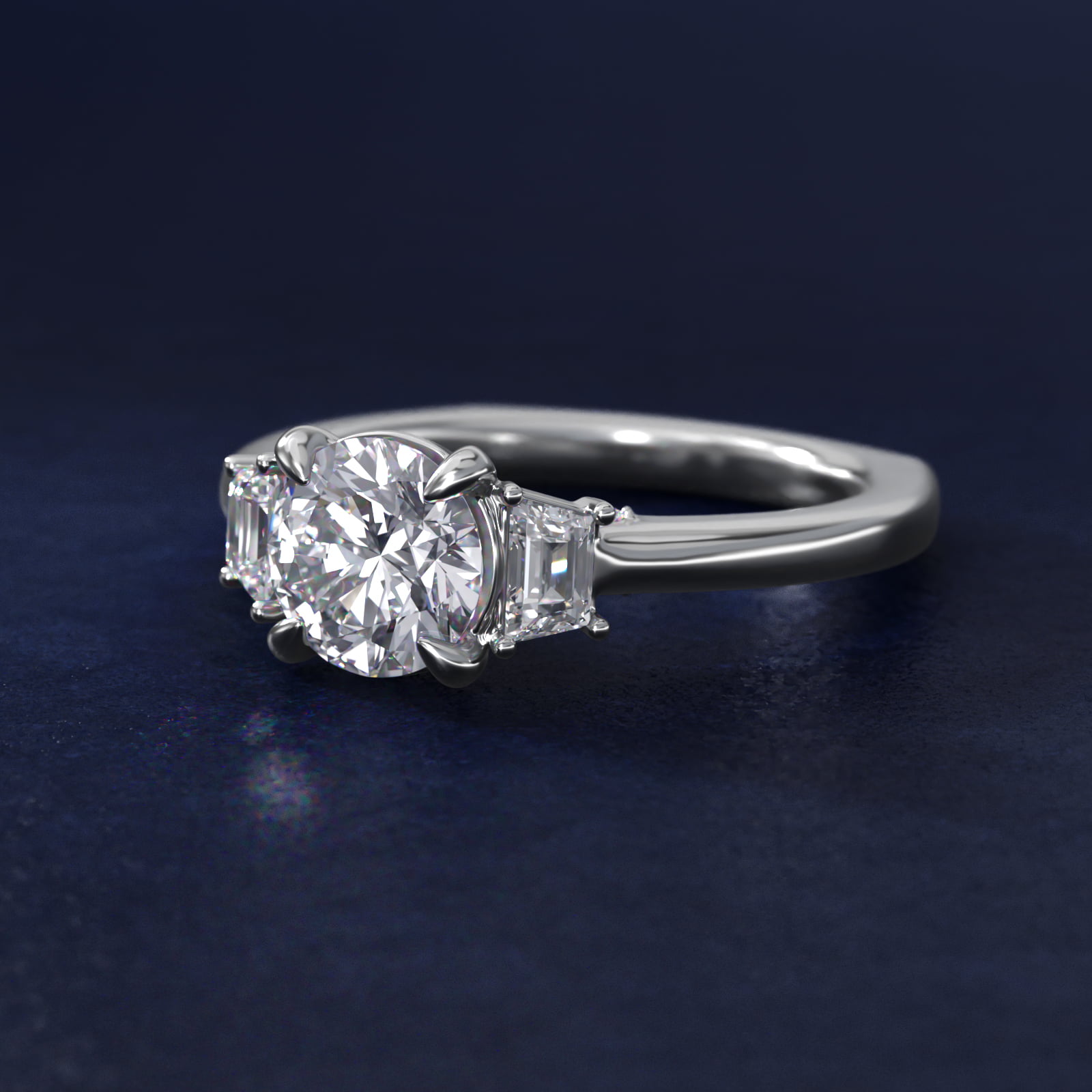 Bella Vaughan Trapezoid Three Stone Engagement Ring in 14K White Gold (1/3 ct. tw.)