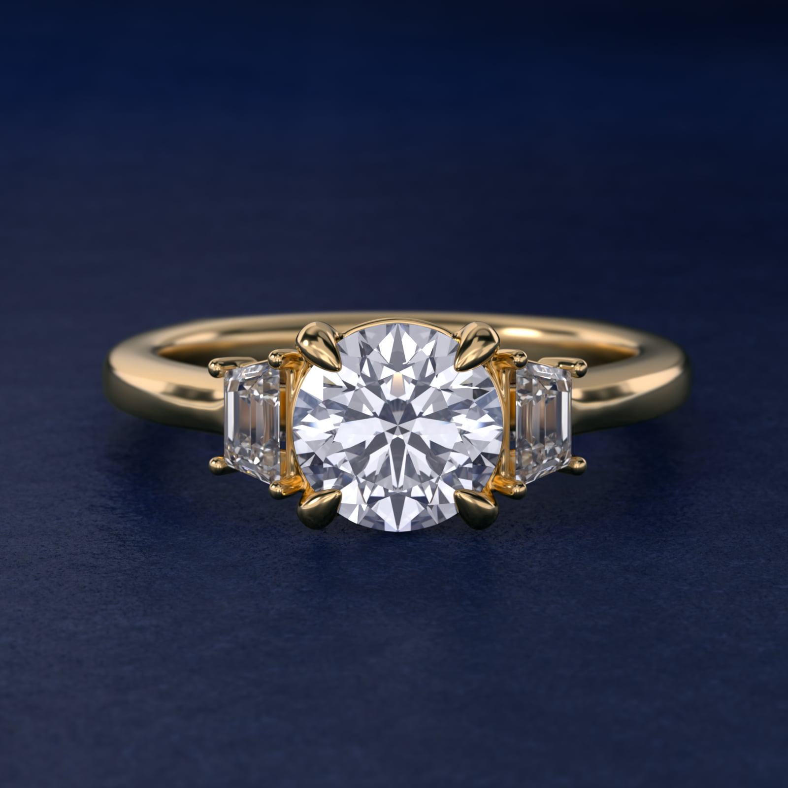 Bella Vaughan Trapezoid Three Stone Engagement Ring in 18k Yellow Gold (1/3 ct. tw.)