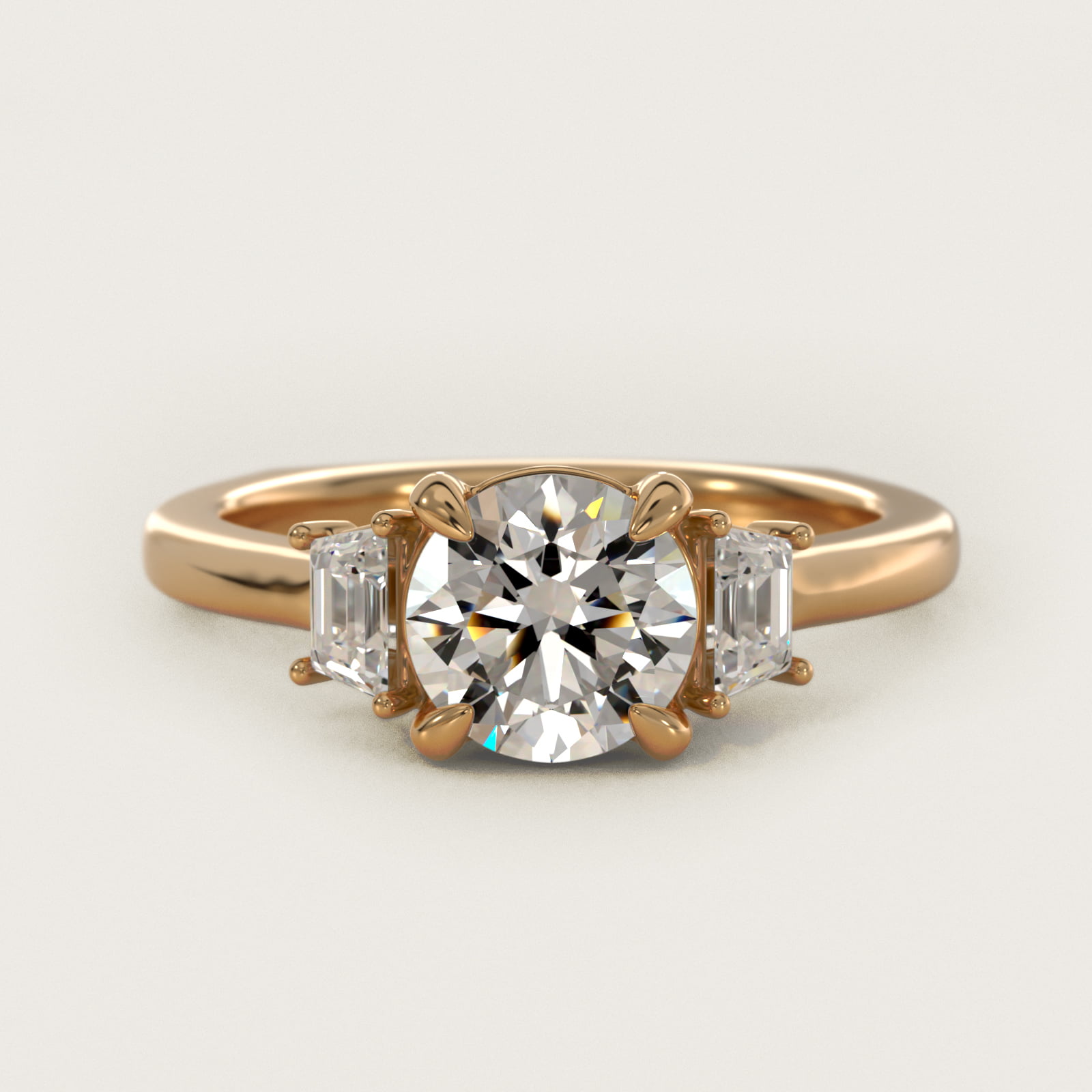Bella Vaughan Trapezoid Three Stone Engagement Ring in 14K Yellow Gold (1/3 ct. tw.)