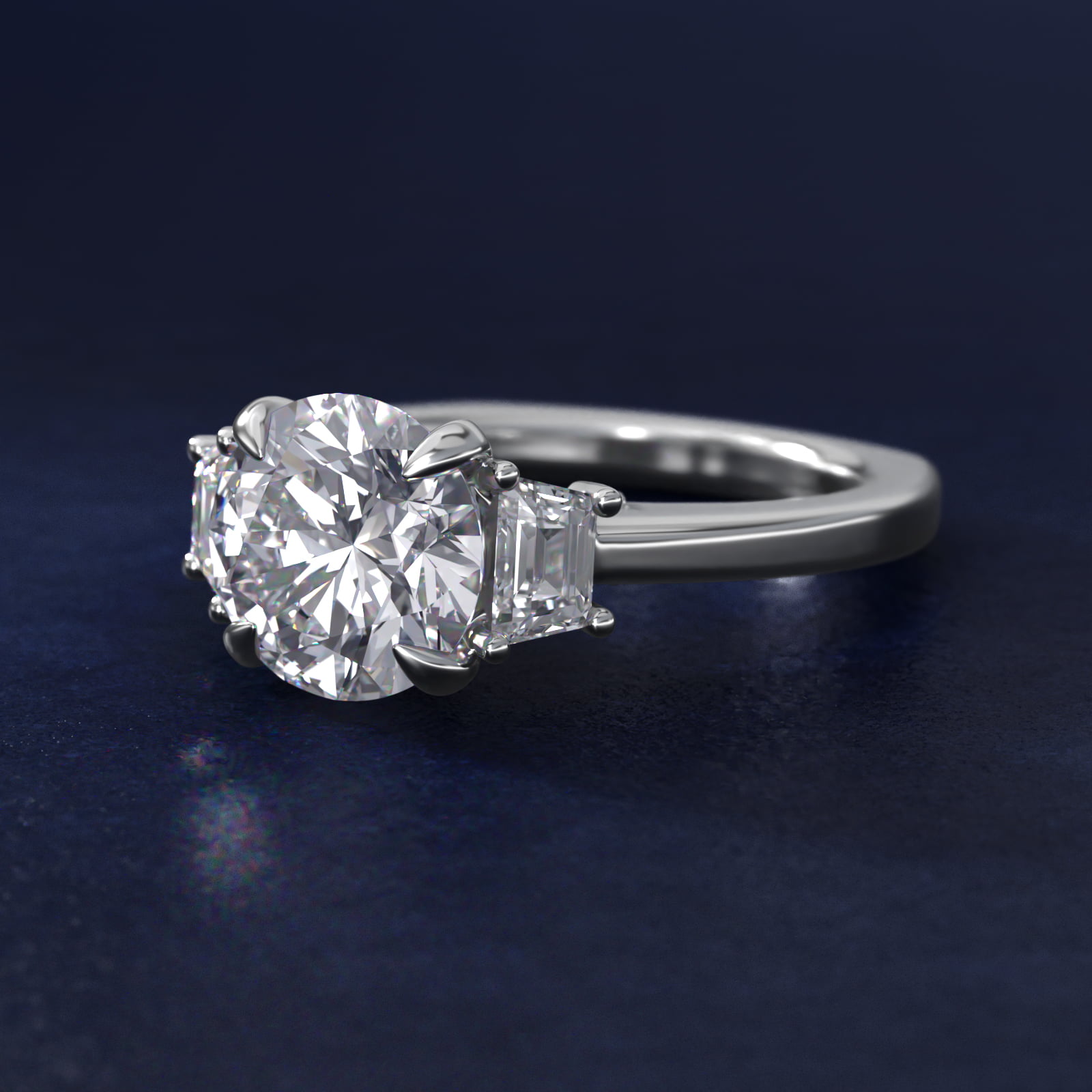 Bella Vaughan Trapezoid Three Stone Engagement Ring in 14K White Gold (1/3 ct. tw.)