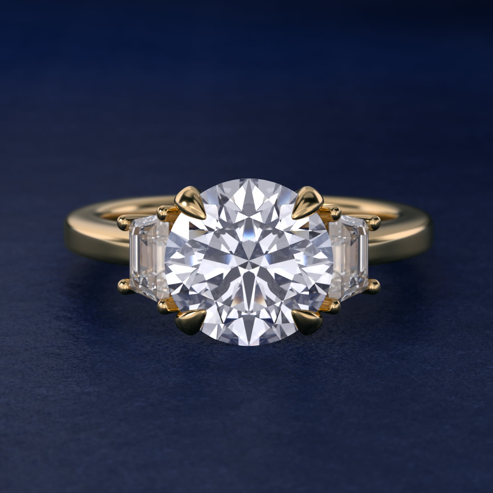 Bella Vaughan Trapezoid Three Stone Engagement Ring in 18k Yellow Gold (1/3 ct. tw.)