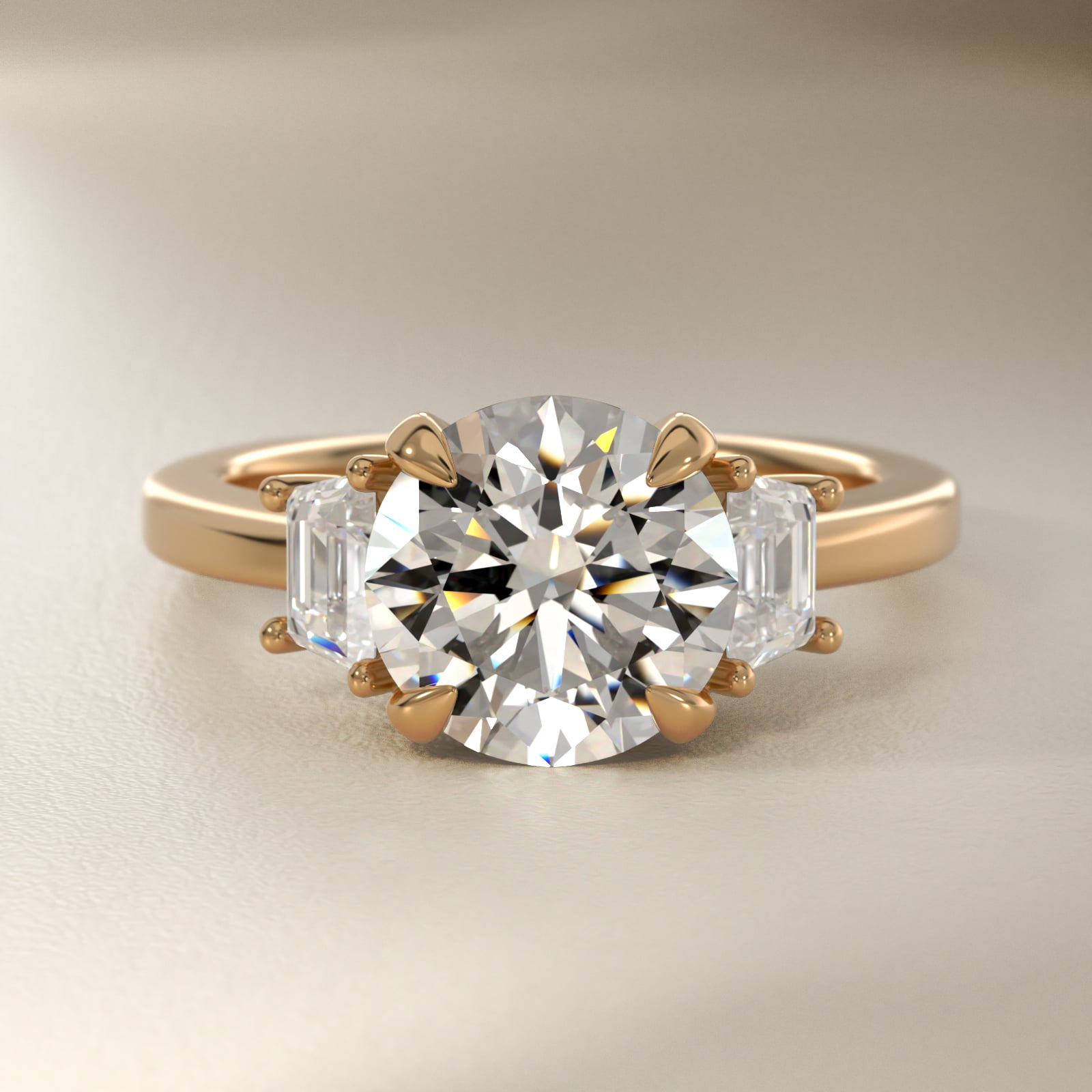 Bella Vaughan Trapezoid Three Stone Engagement Ring in 14K Yellow Gold (1/3 ct. tw.)