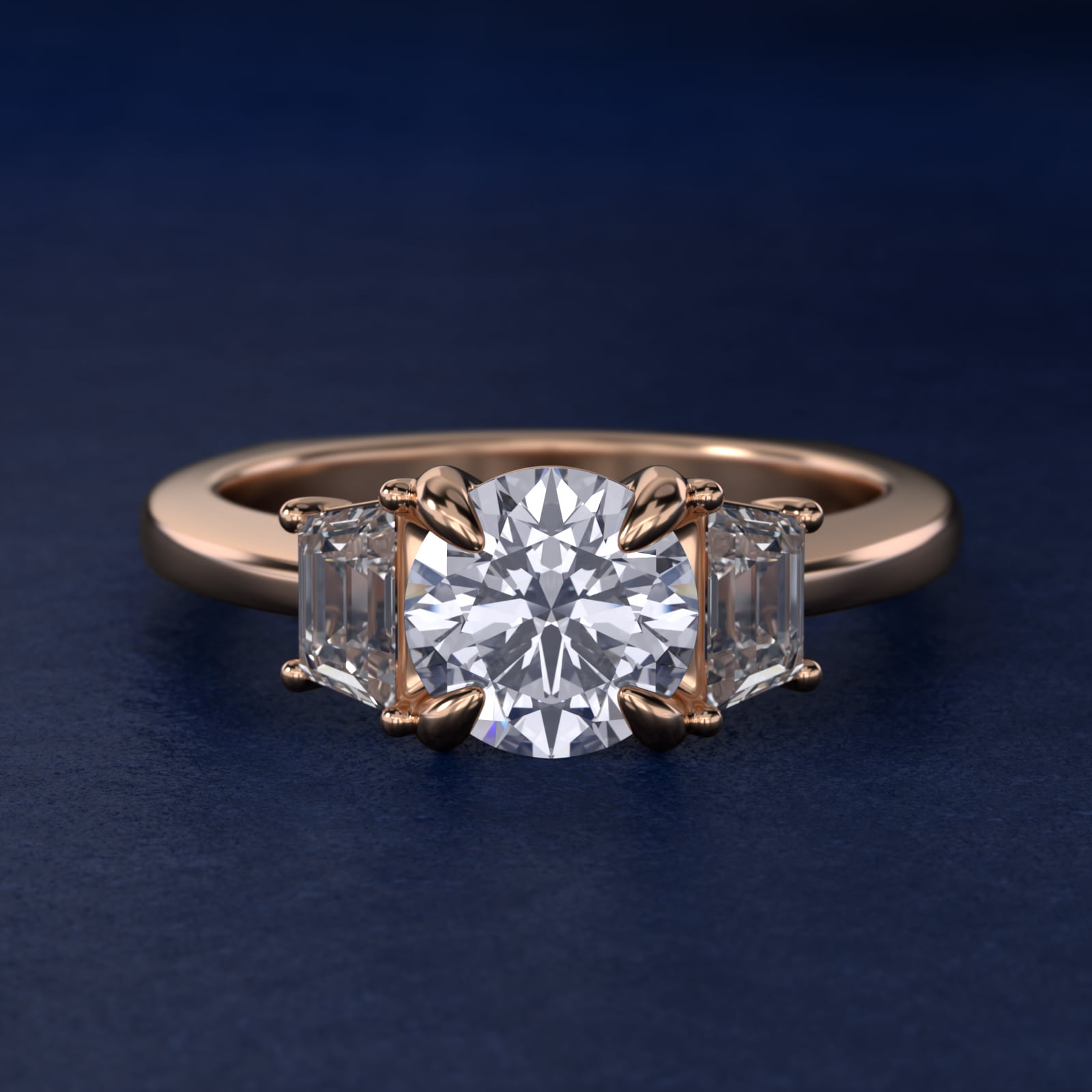 Bella Vaughan Trapezoid Three Stone Engagement Ring in 14k Rose Gold (3/8 ct. tw.)