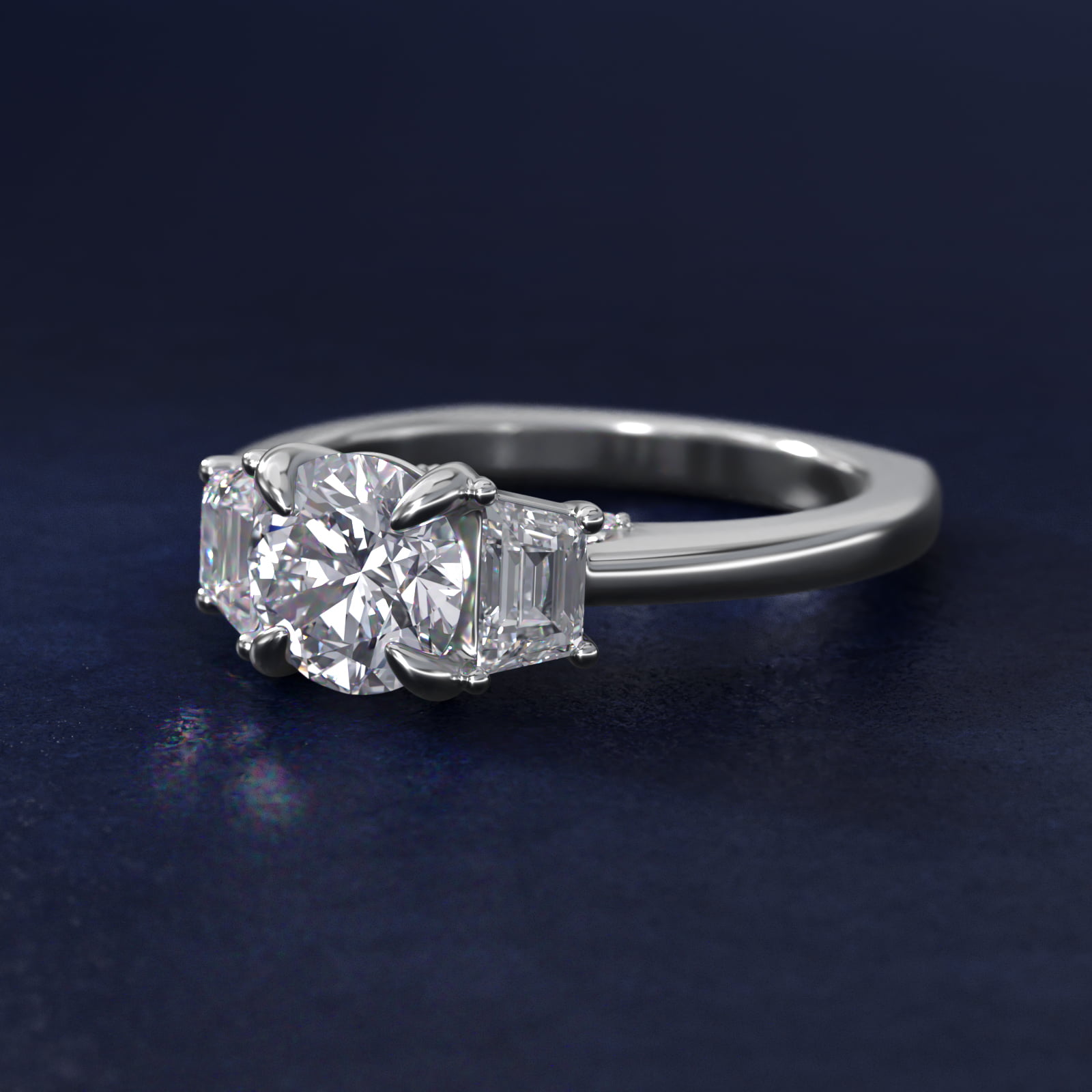 Bella Vaughan Trapezoid Three Stone Engagement Ring in 18K White Gold (3/8 ct. tw.)