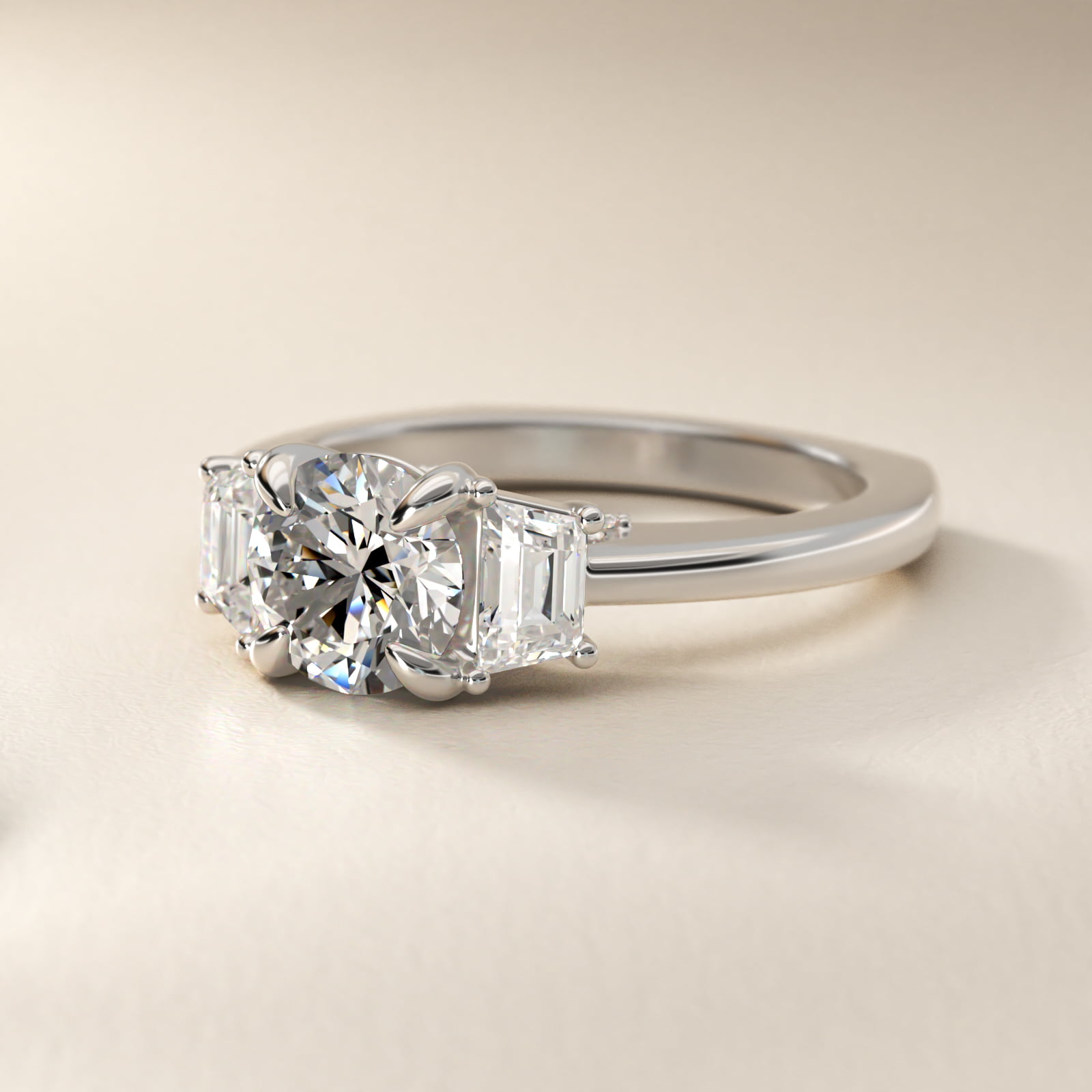 Bella Vaughan Trapezoid Three Stone Engagement Ring in Platinum (3/8 ct. tw.)