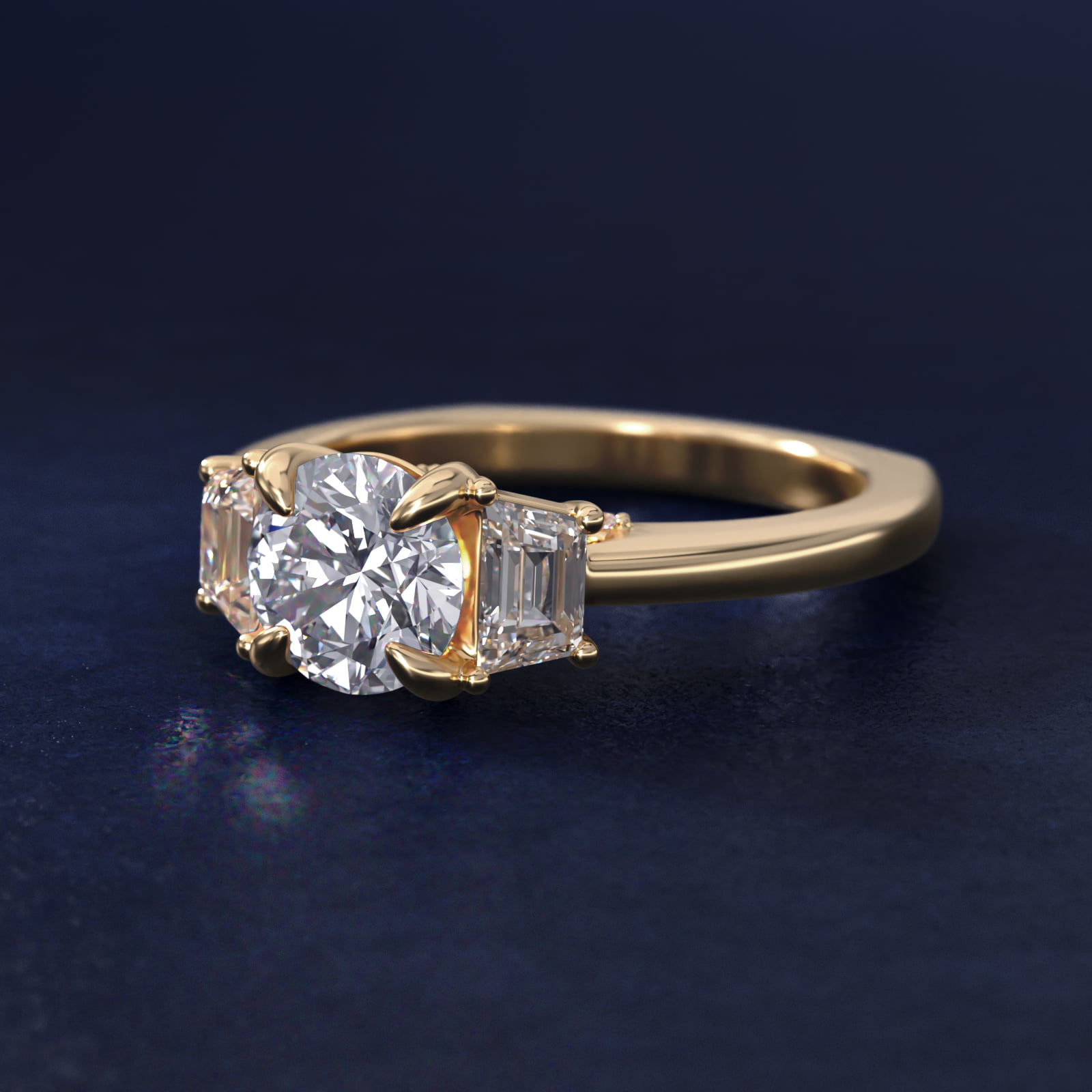 Bella Vaughan Trapezoid Three Stone Engagement Ring in 18k Yellow Gold (3/8 ct. tw.)