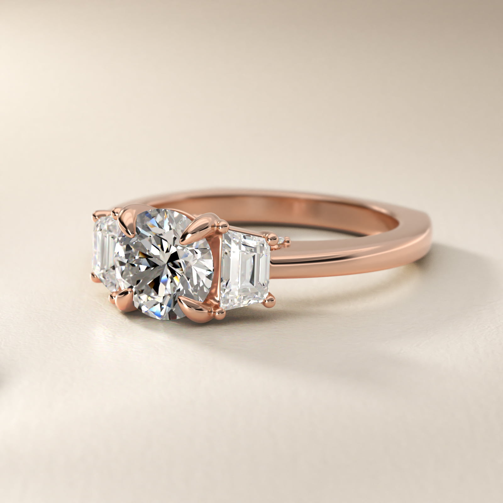 Bella Vaughan Trapezoid Three Stone Engagement Ring in 14k Rose Gold (5/8 ct. tw.)