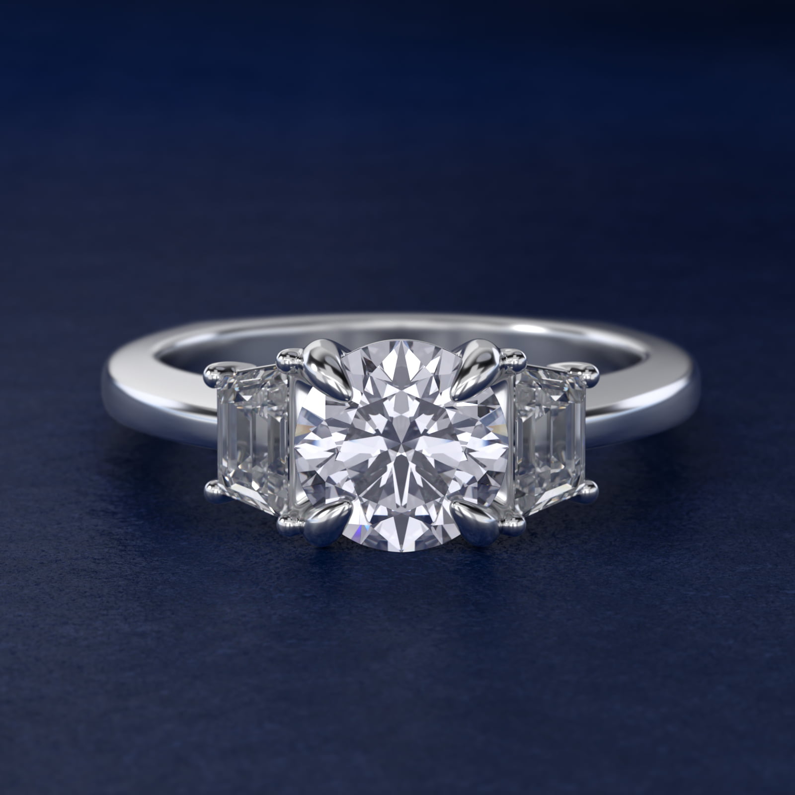 Bella Vaughan Trapezoid Three Stone Engagement Ring in 14K White Gold (5/8 ct. tw.)