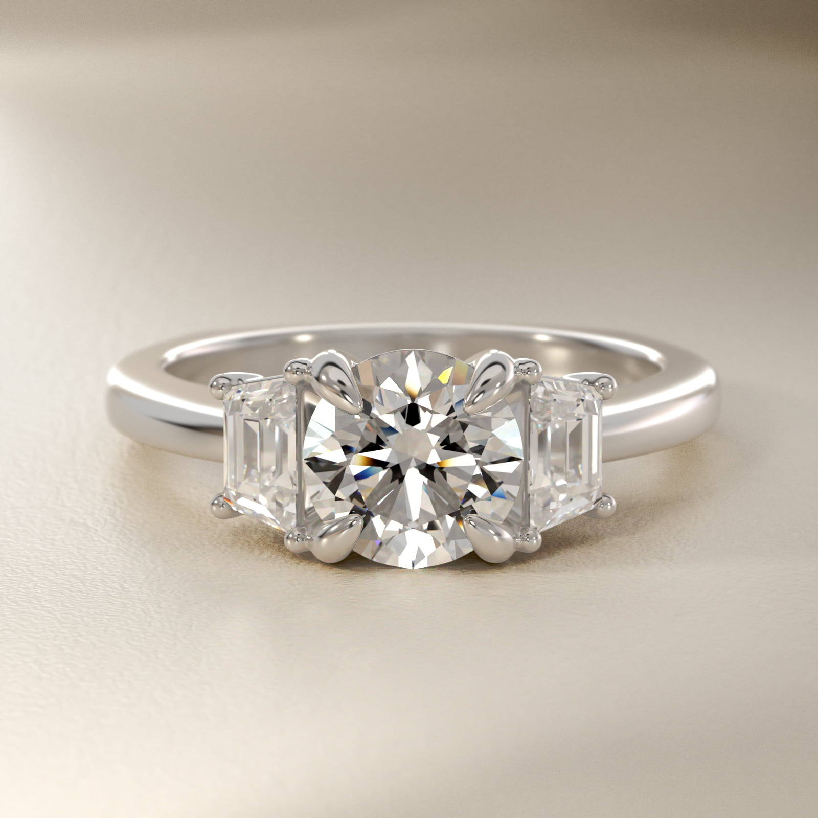 Bella Vaughan Trapezoid Three Stone Engagement Ring in Platinum (5/8 ct. tw.)