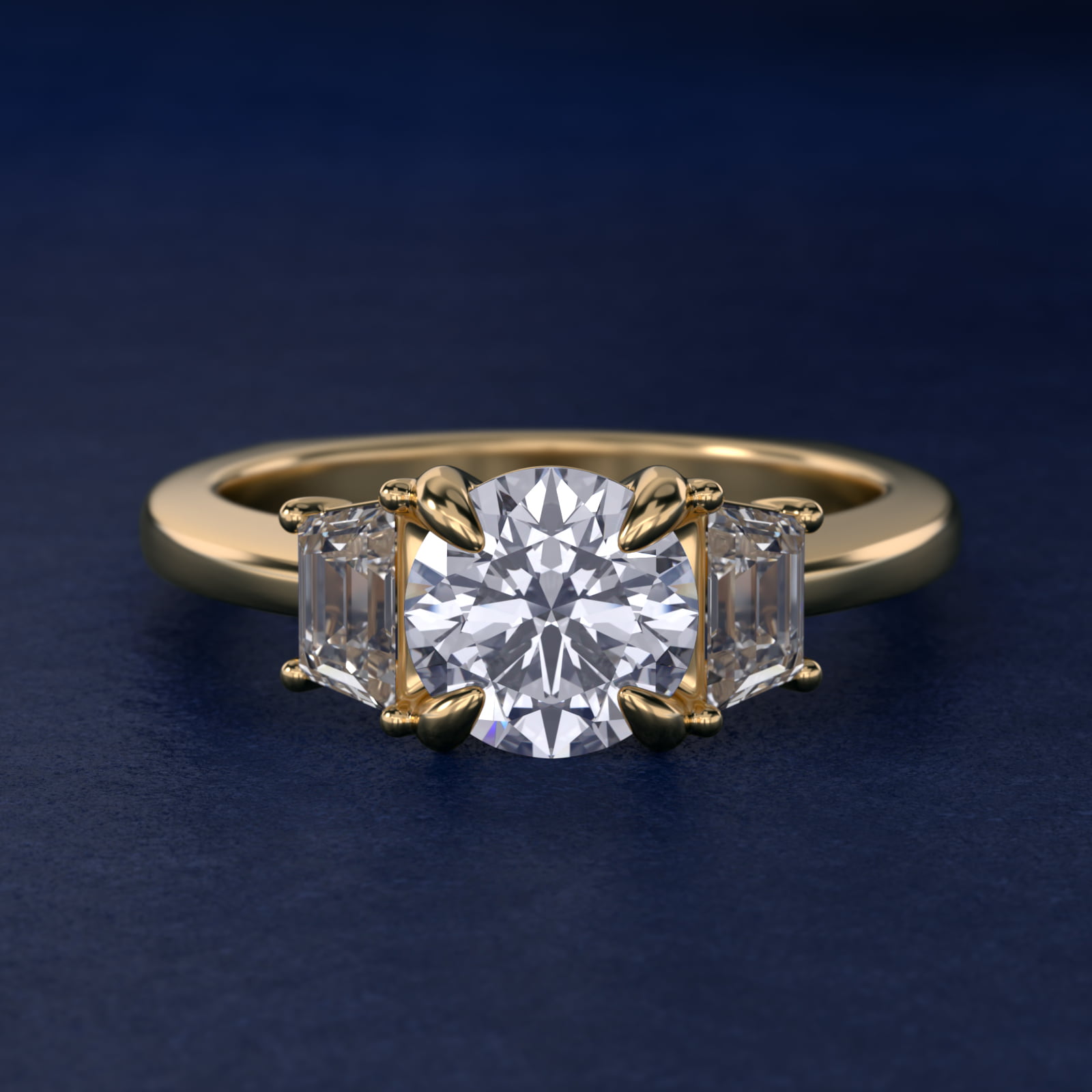 Bella Vaughan Trapezoid Three Stone Engagement Ring in 18k Yellow Gold (5/8 ct. tw.)