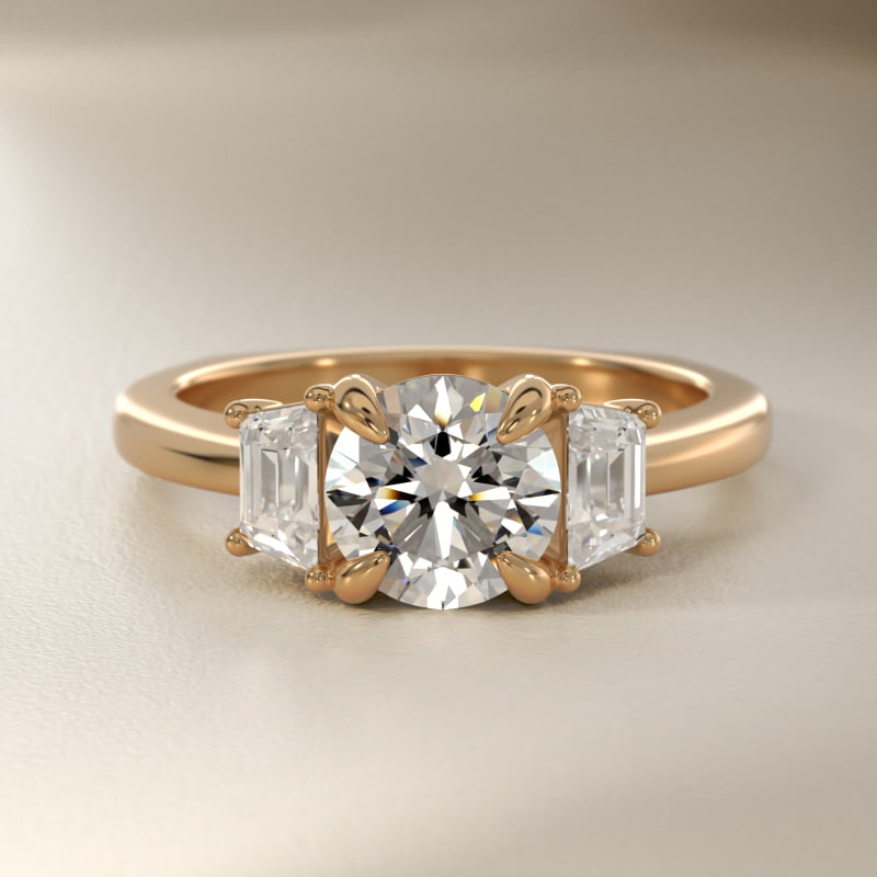 Bella Vaughan Trapezoid Three Stone Engagement Ring in 18k Yellow Gold (5/8 ct. tw.)
