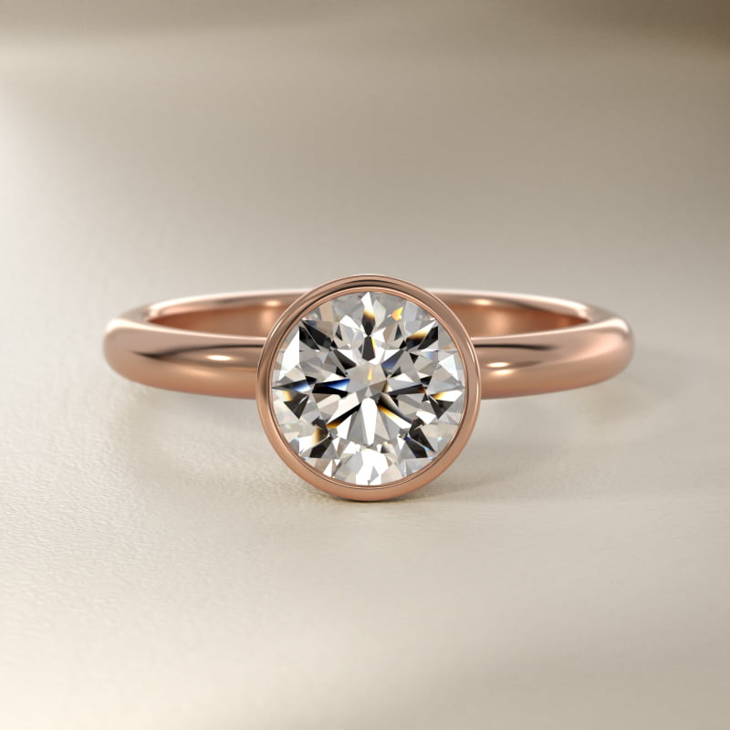 Bezel Solitaire Engagement Ring in 14K Rose Gold