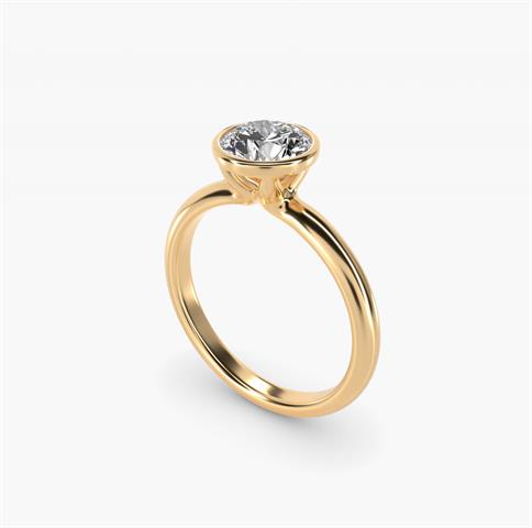 Bezel Solitaire setting in 14k yellow gold