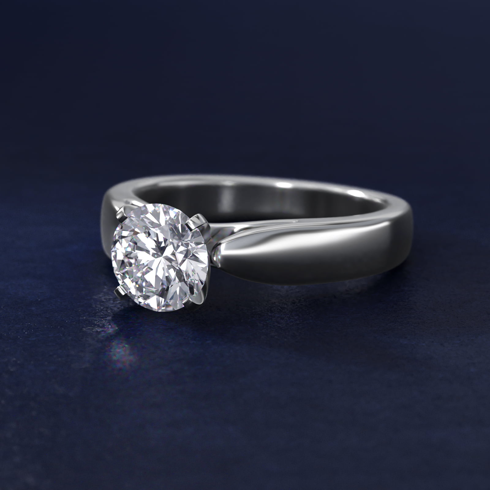 Rounded Cathedral Solitaire Engagement Ring In 18K White Gold By James Allen
