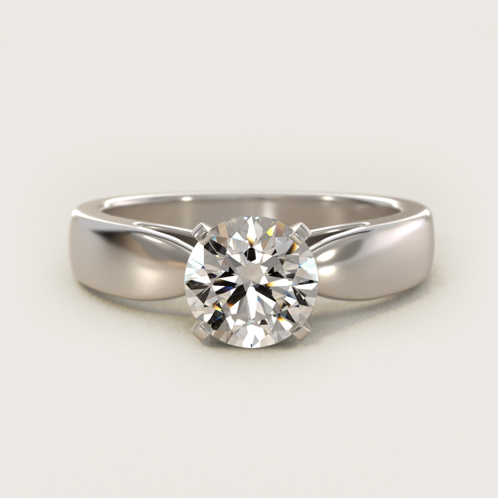 Rounded Cathedral Solitaire Engagement Ring In 14K White Gold By James Allen
