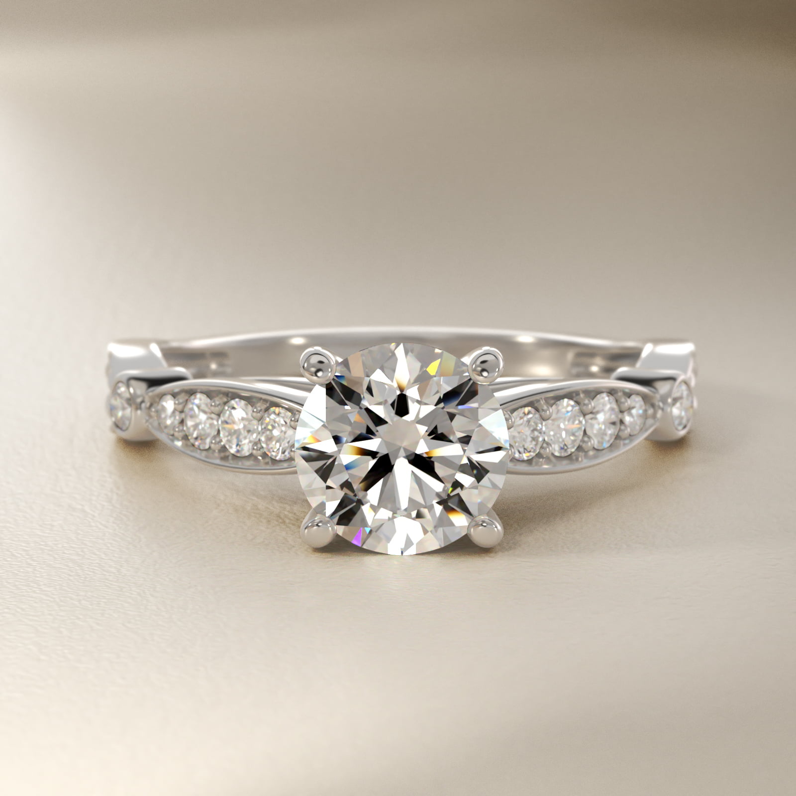 Embossed Vintage-Style Engagement Ring In Platinum