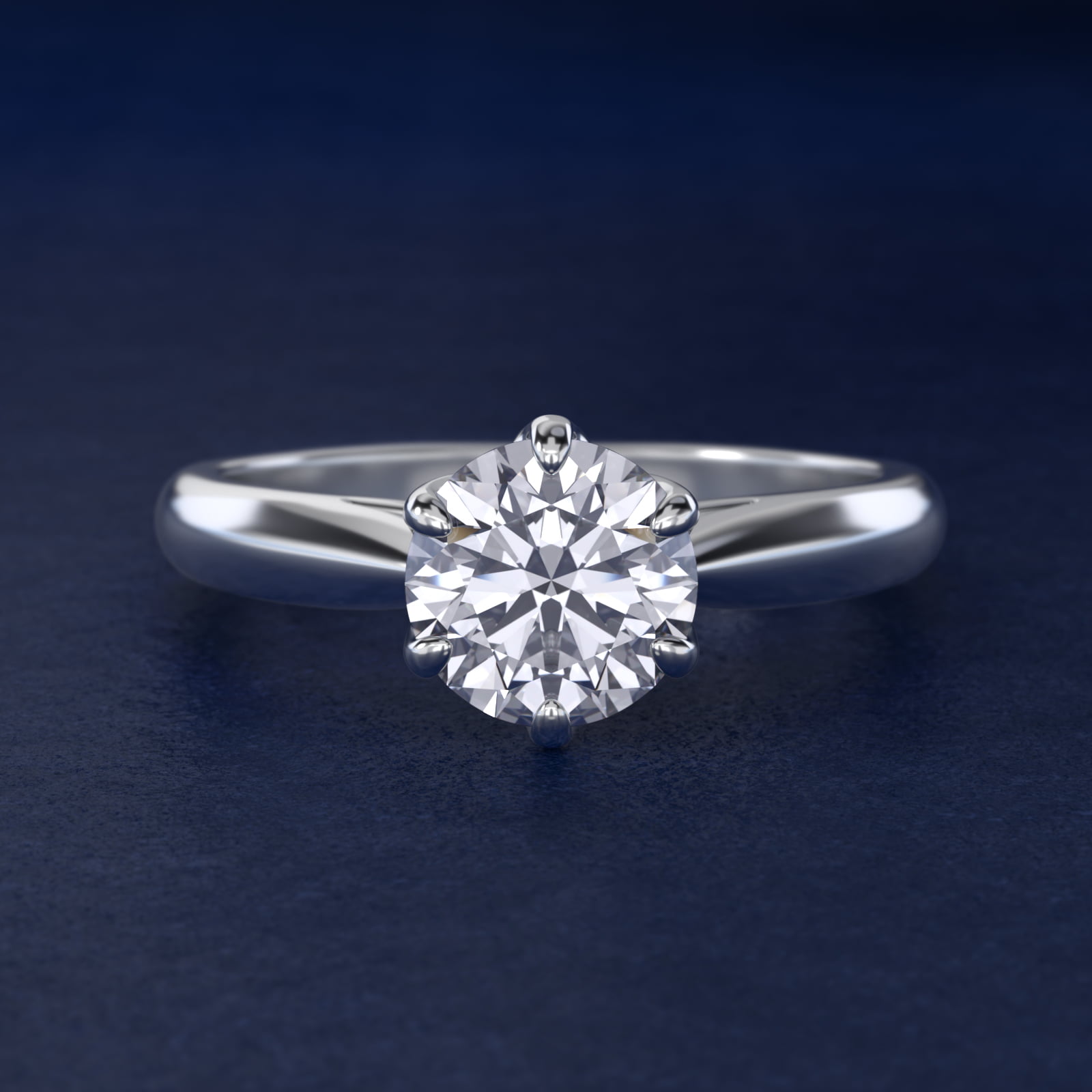 Modern Tulip Solitaire Engagement Ring In 14K White Gold