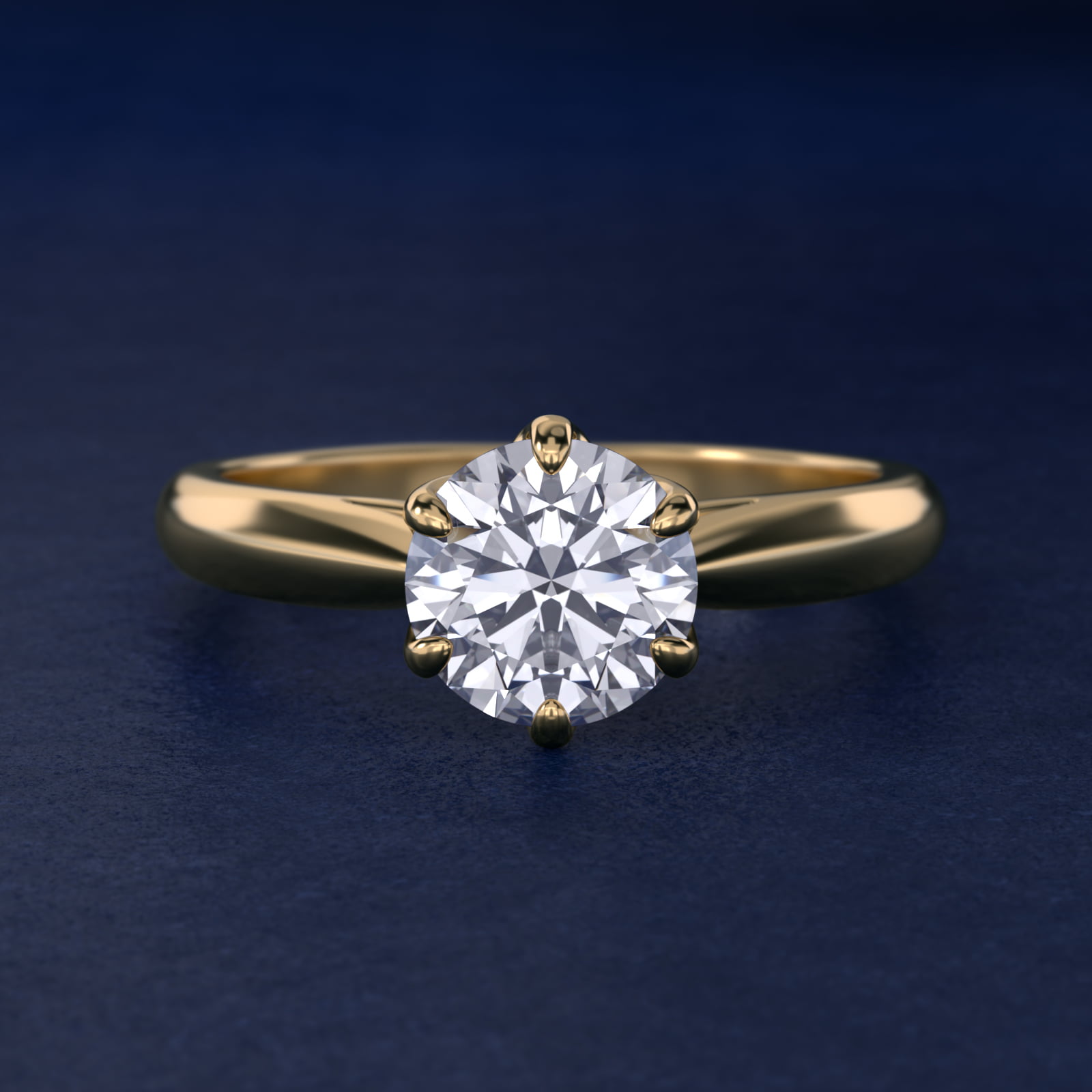 Modern Tulip Solitaire Engagement Ring In 14K Yellow Gold