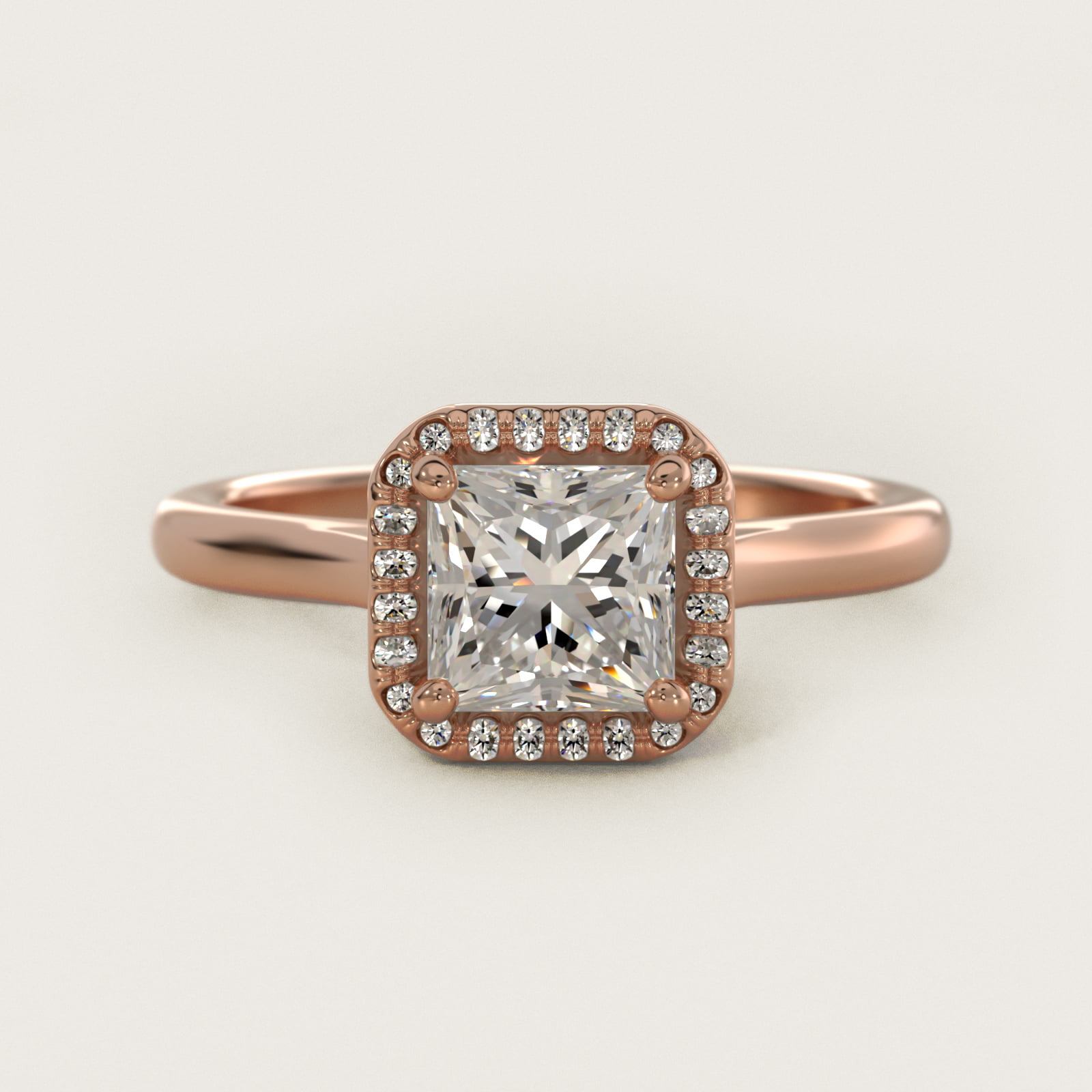 Pavé Diamond Halo Engagement Ring In 14K Rose Gold By James Allen