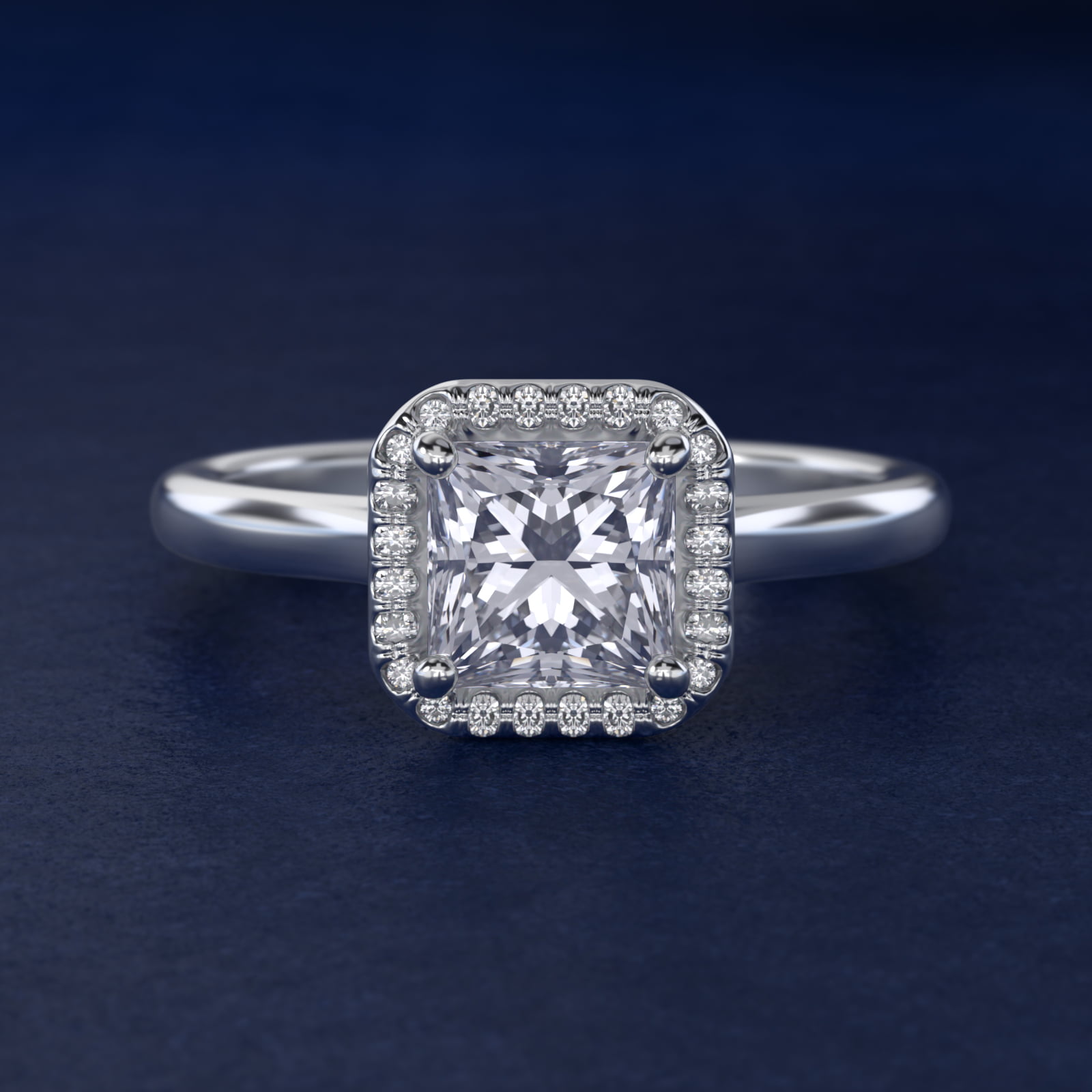 Pavé Diamond Halo Engagement Ring In Platinum (Princess) By James Allen