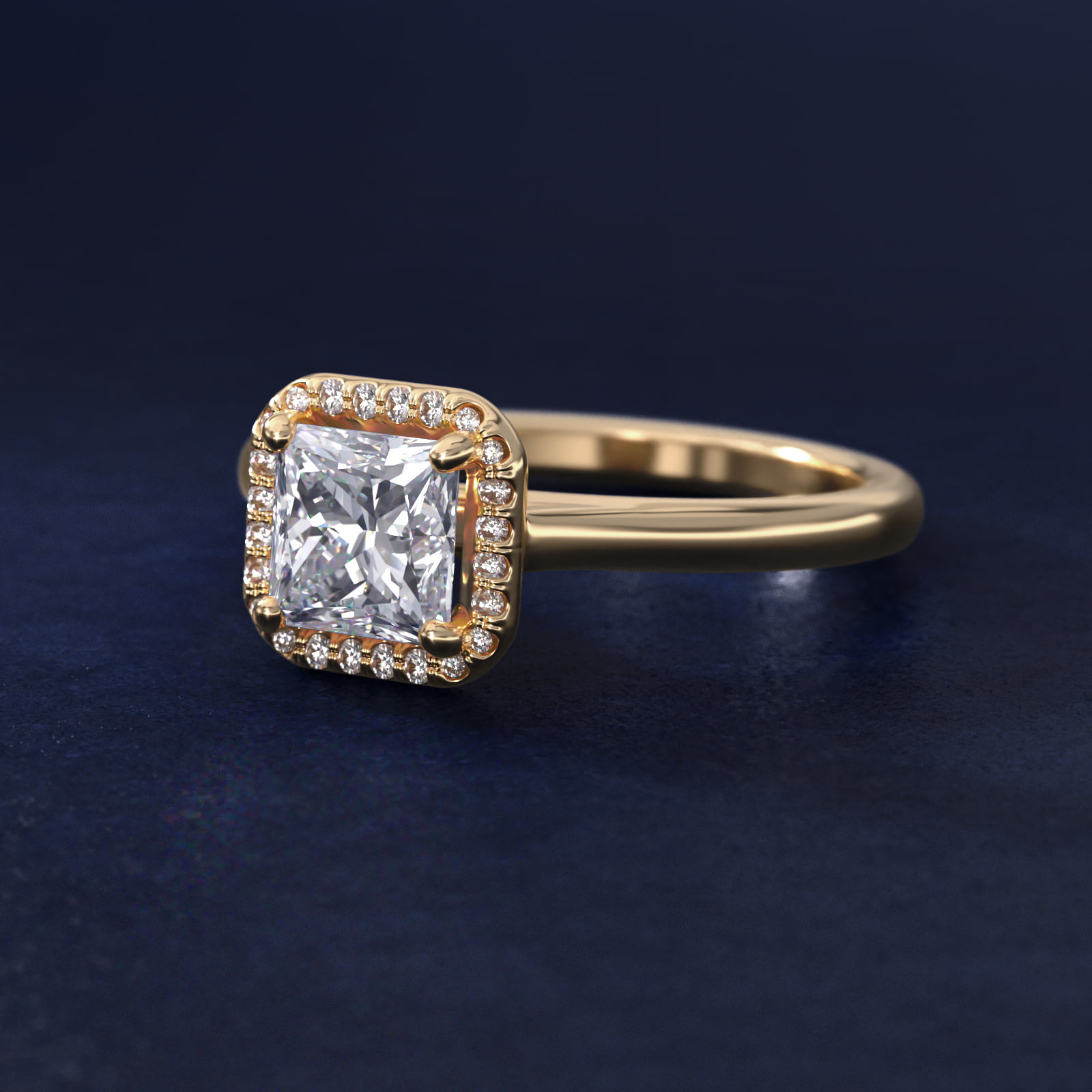 Pavé Diamond Halo Engagement Ring In 14K Yellow Gold By James Allen