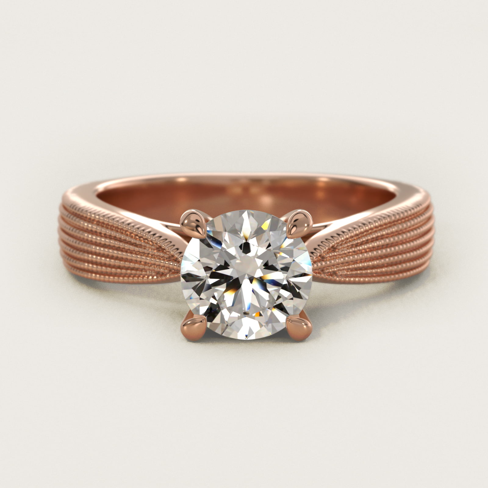 Reverse Taper Modern Milgrain Solitaire Engagement Ring In 14K Rose Gold By James Allen