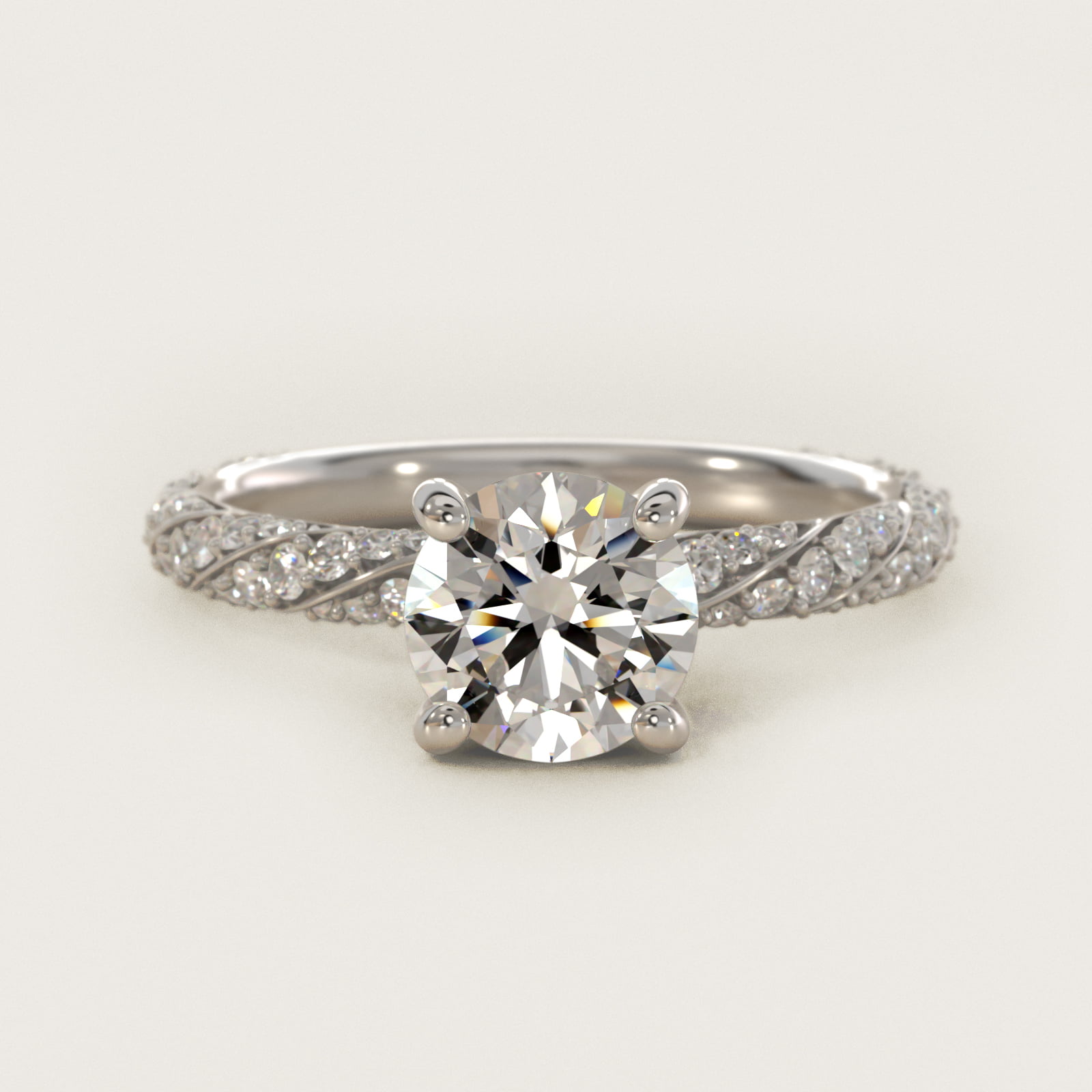 Twisted Pavé Diamond Engagement Ring In Platinum By James Allen