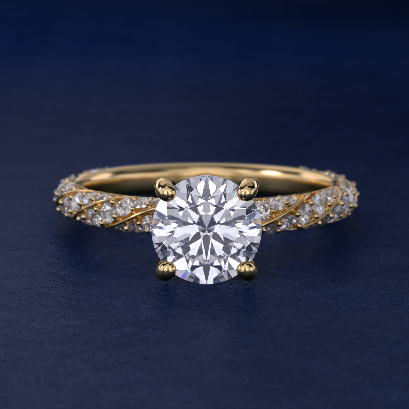 Twisted Pavé Diamond Engagement Ring In 18K Yellow Gold By James Allen