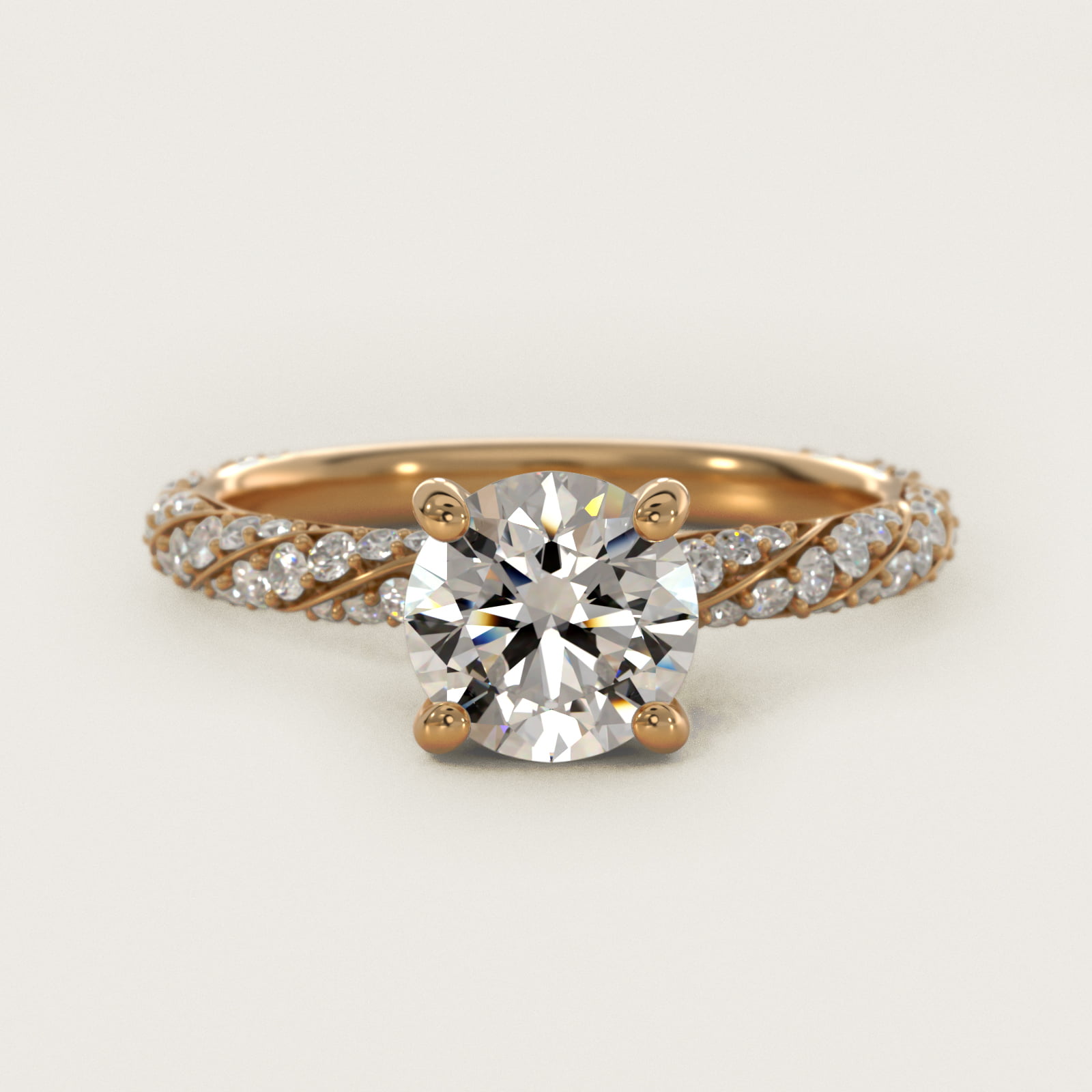 Twisted Pavé Diamond Engagement Ring In 14K Yellow Gold By James Allen