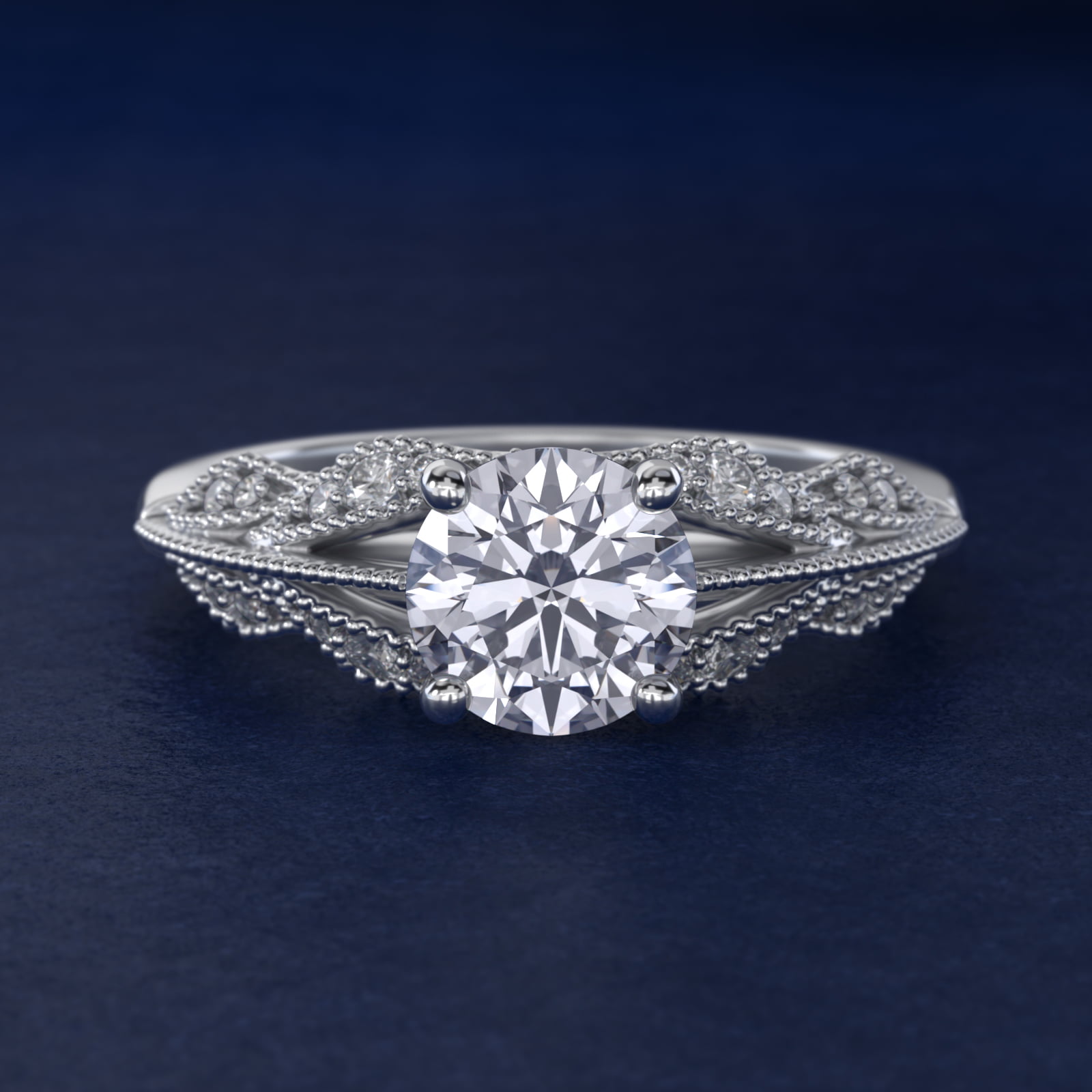 Floral Bouquet Vintage-Style Engagement Ring In Platinum