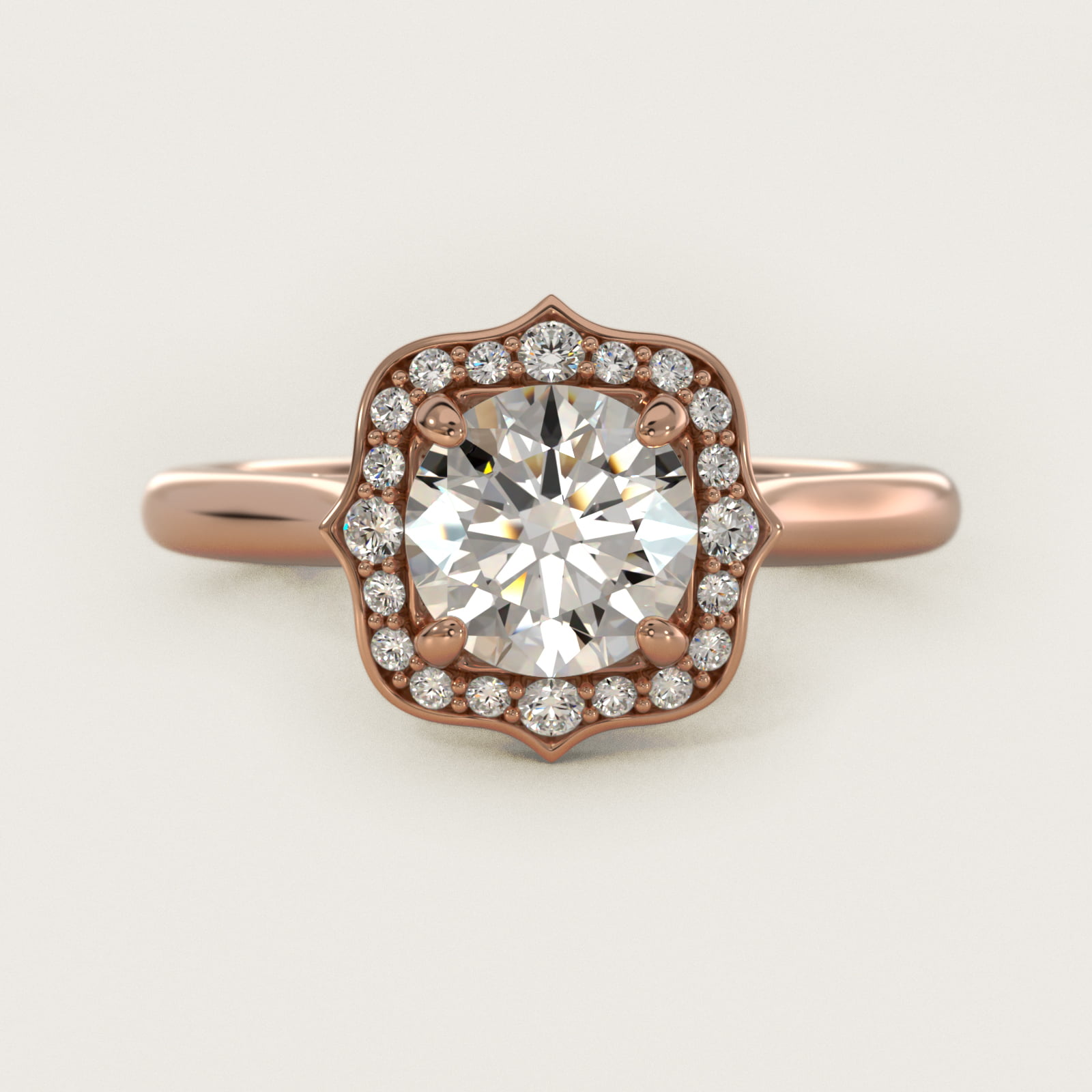 Antique Frame Halo Vintage-Style Engagement Ring In 14K Rose Gold By James Allen