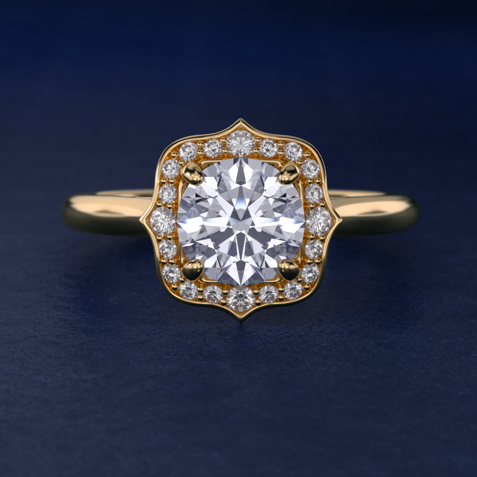 Antique Frame Halo Vintage-Style Engagement Ring In 14K Yellow Gold By James Allen