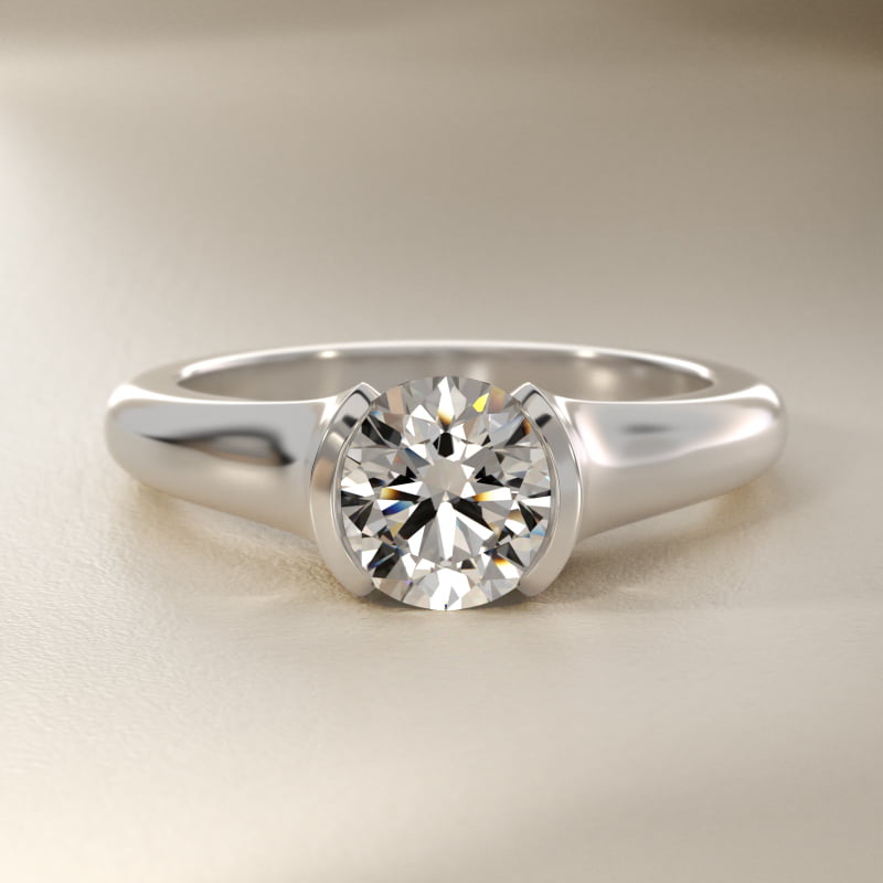 Tapered Half Bezel Tension Engagement Ring In Platinum