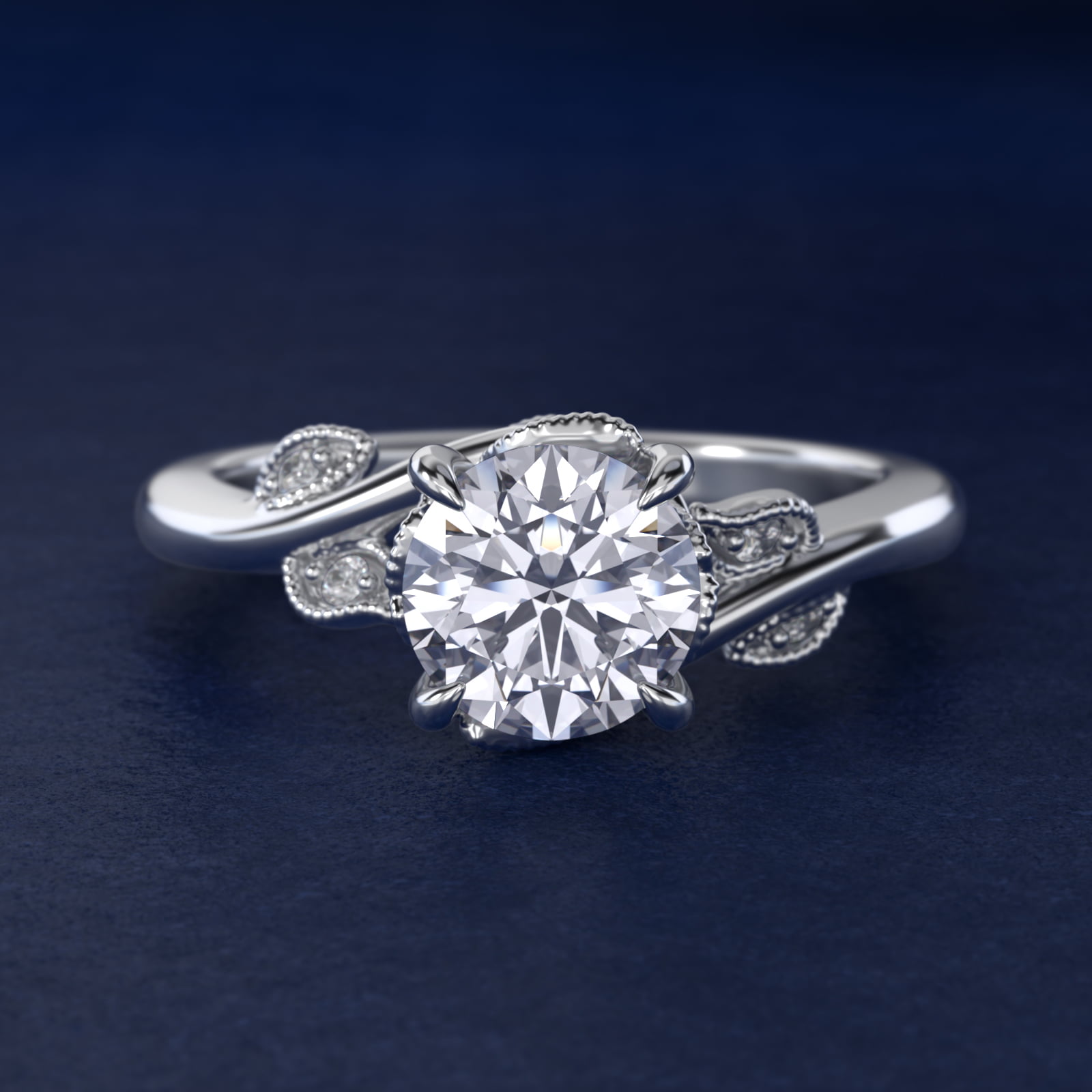 Entangled Vines Side Stone Diamond Engagement Ring In Platinum