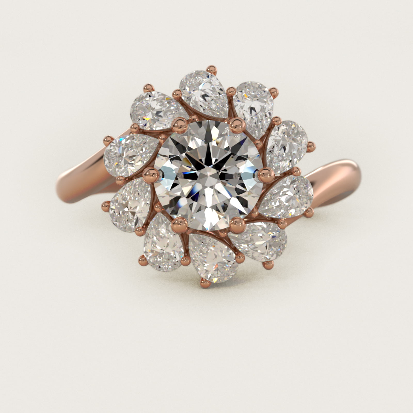 Fancy Pear Shape Whirling Diamond Halo Engagement Ring In 14K Rose Gold By James Allen