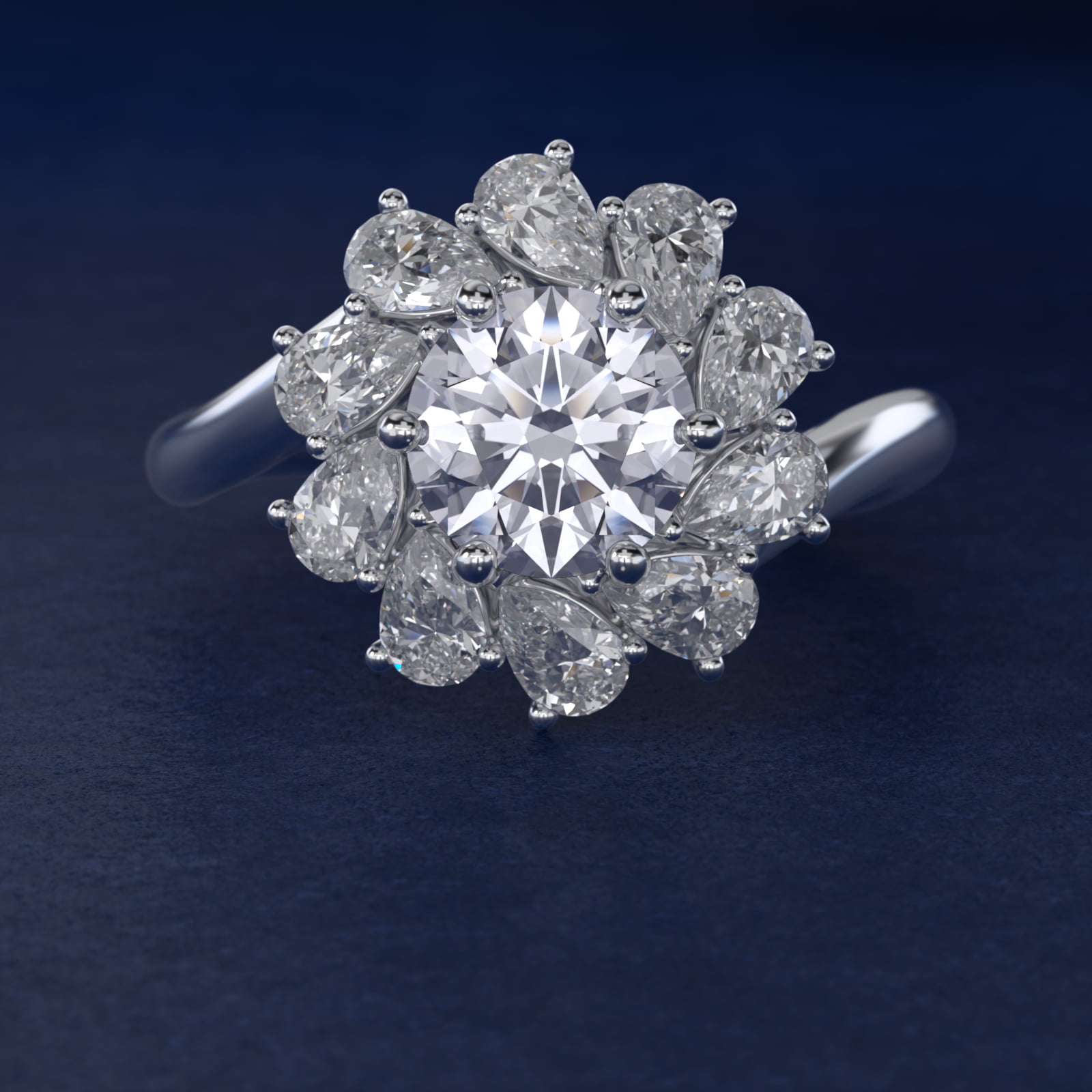 Fancy Pear Shape Whirling Diamond Halo Engagement Ring In 14K White Gold By James Allen