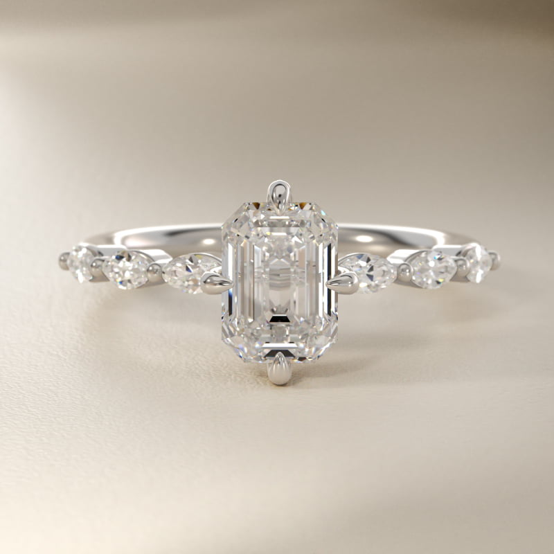 Marquise Cut Side Stone Diamond Shared Prong Engagement Ring In Platinum