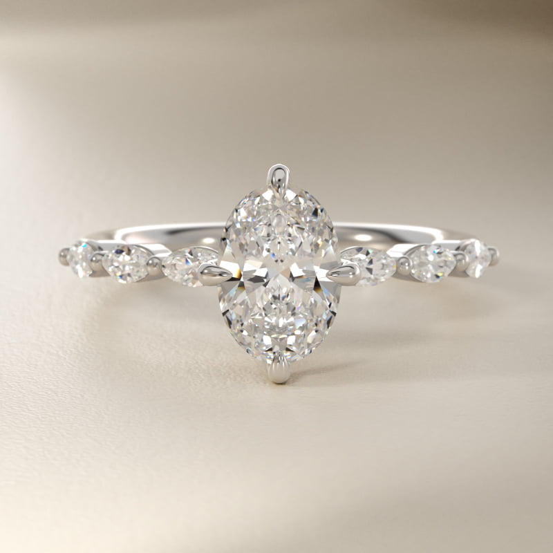 Marquise Cut Side Stone Diamond Shared Prong Engagement Ring In Platinum