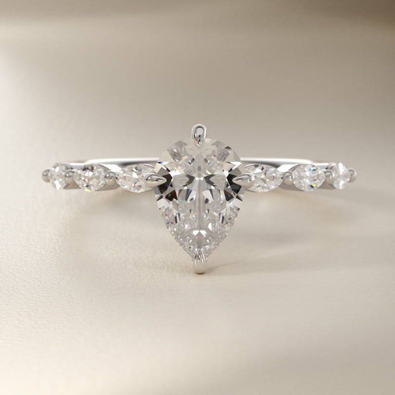 Marquise Cut Side Stone Diamond Shared Prong Engagement Ring In Platinum