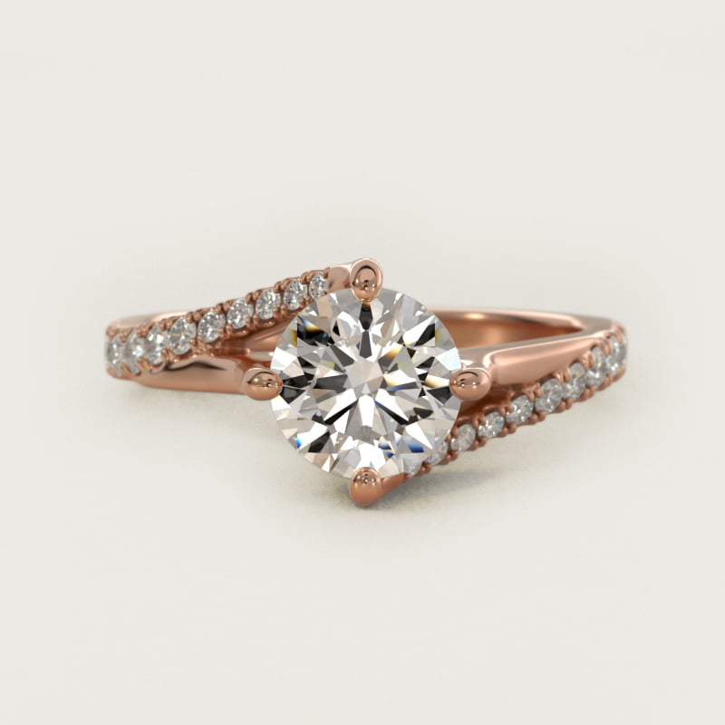 Bypass Pavé Kite-Set Diamond Engagement Ring In 14K Rose Gold By James Allen