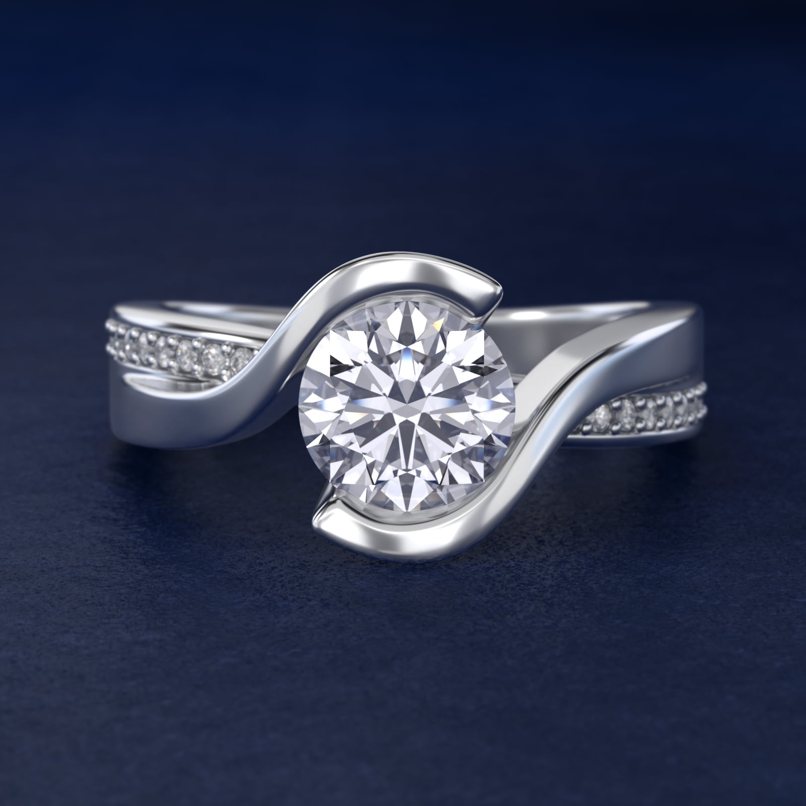 Intertwined Bypass Tension Engagement Ring In Platinum