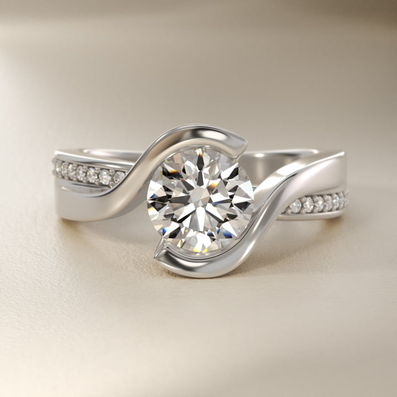 Intertwined Bypass Tension Engagement Ring In Platinum