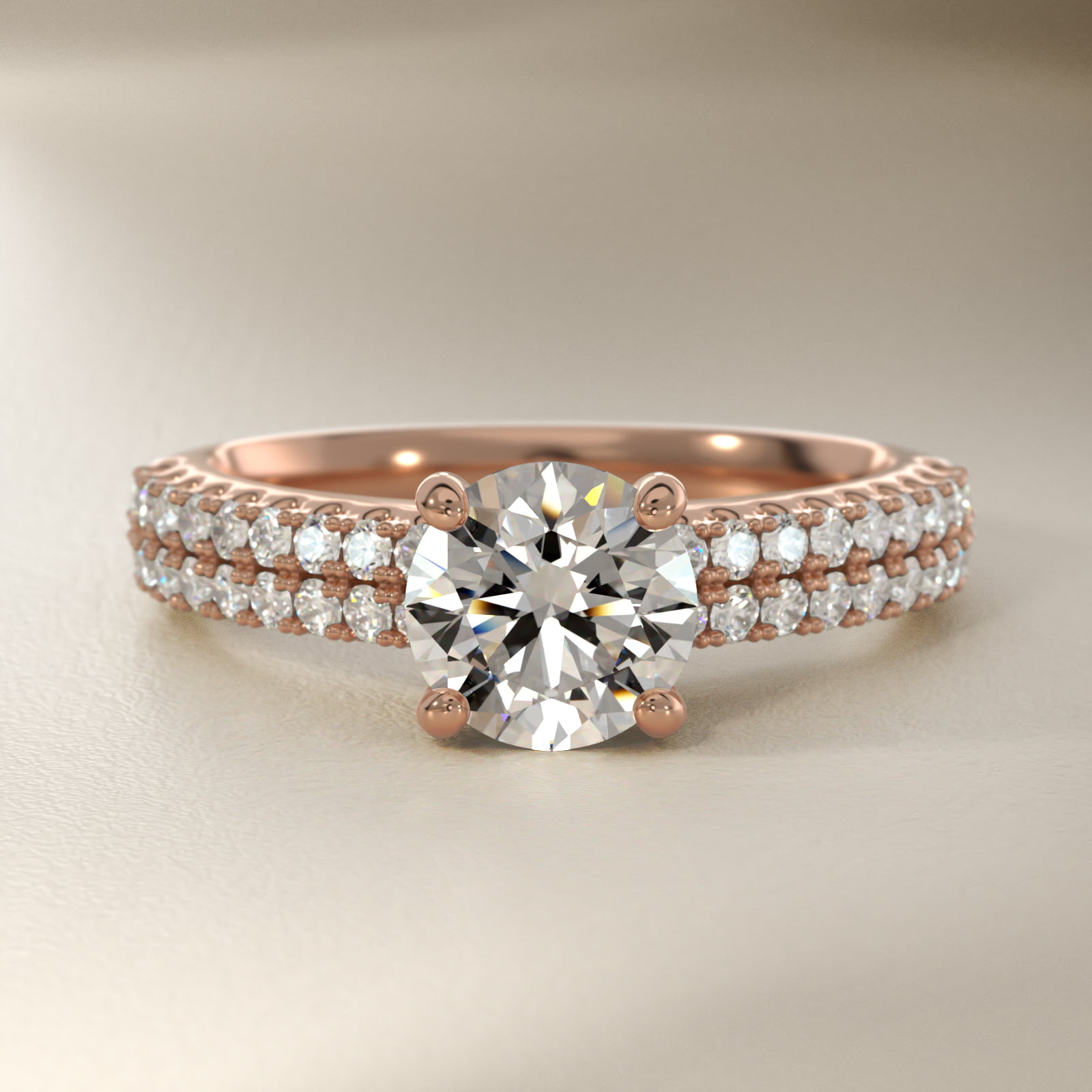 Two Row U Pavé Diamond Engagement Ring In 14K Rose Gold By James Allen