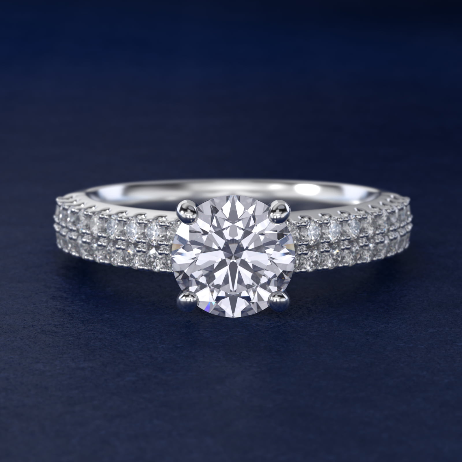 Two Row U Pavé Diamond Engagement Ring In 18K White Gold By James Allen
