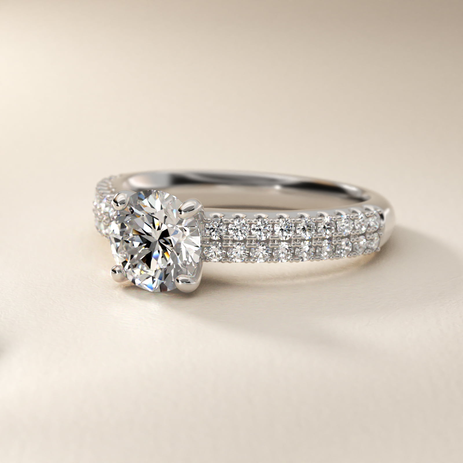 Two Row U Pavé Diamond Engagement Ring In 14K White Gold By James Allen