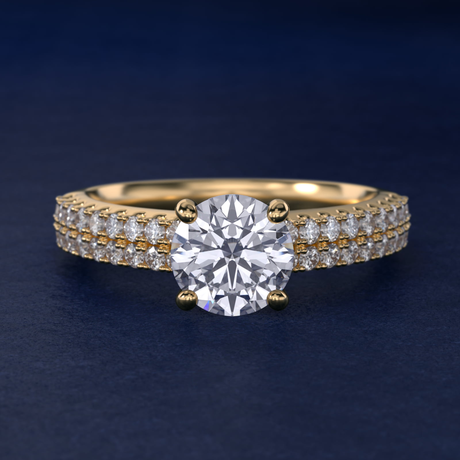 Two Row U Pavé Diamond Engagement Ring In 18K Yellow Gold By James Allen
