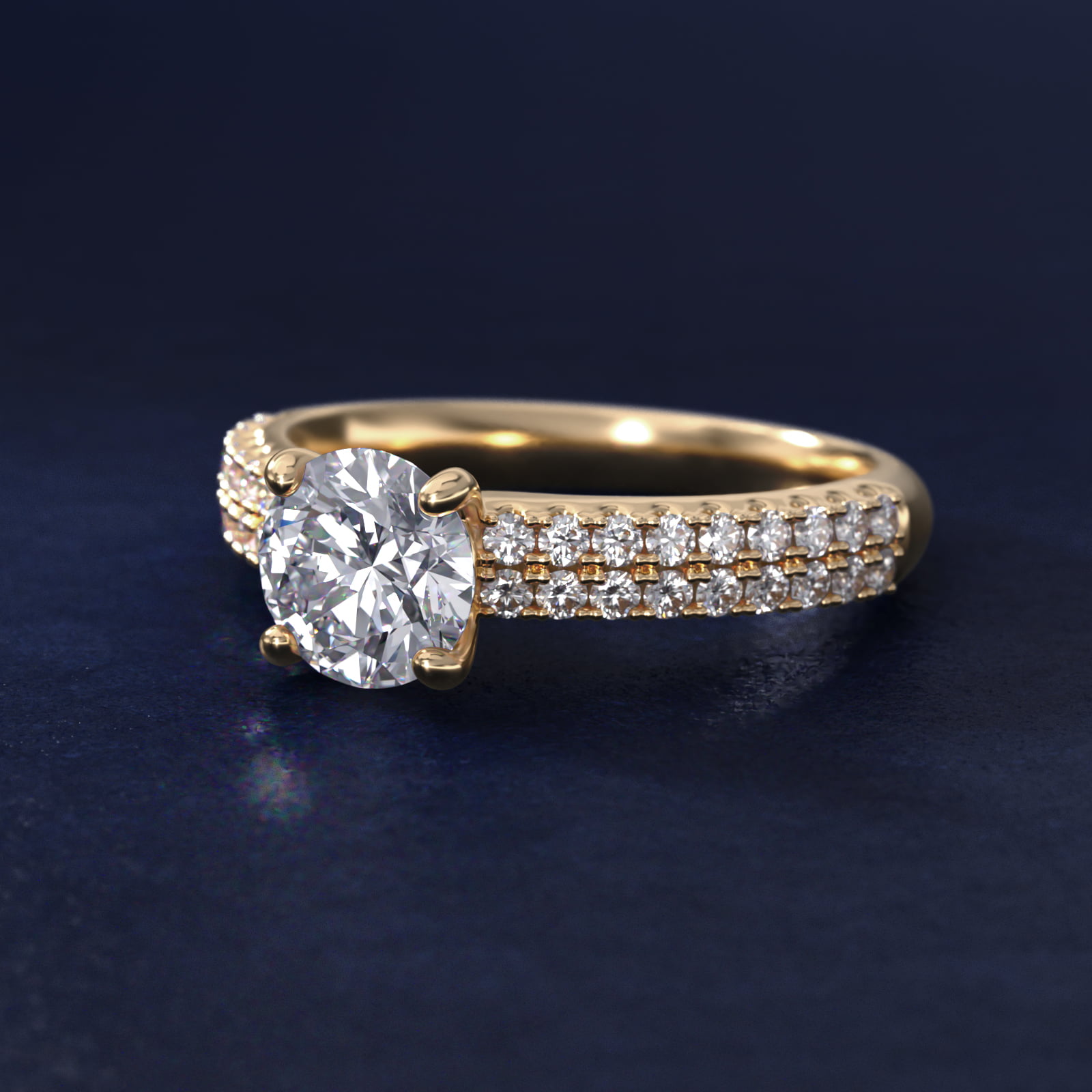 Two Row U Pavé Diamond Engagement Ring In 14K Yellow Gold By James Allen